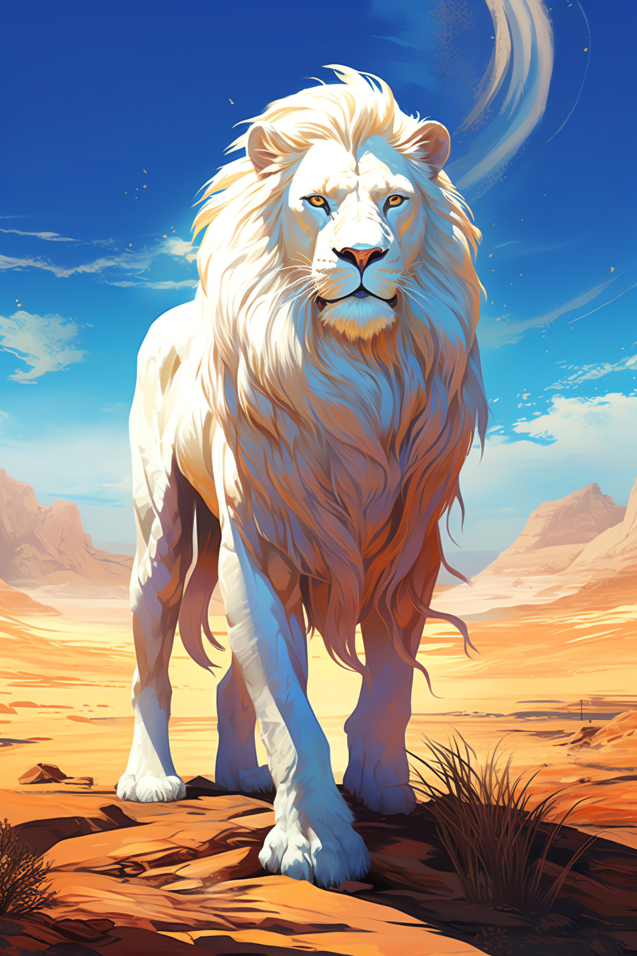 Panthera leo krugeri, regal presence, desert survivor, king of beasts, blue gem gaze, HD Phone Wallpaper