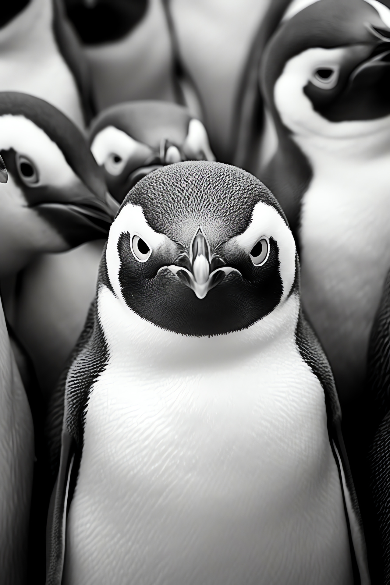 Antarctic Penguin, chinstrap species, up-close bird, monochrome avian plumage, dual-toned simplicity, HD Phone Image