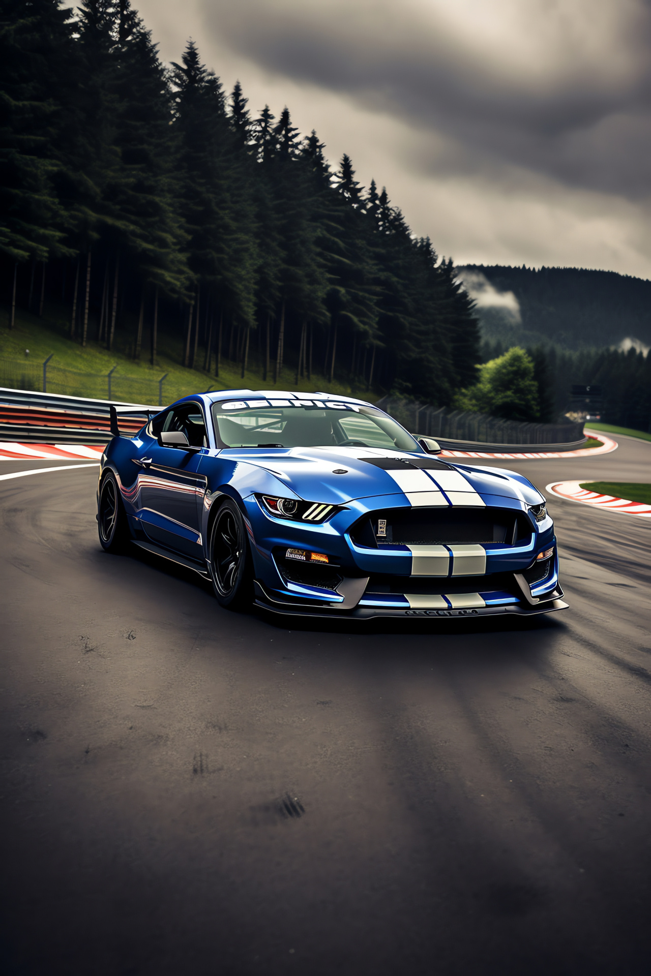 Mustang GT350, GT350R model, Belgian track, Racing timer, Aerodynamic sports design, HD Phone Wallpaper