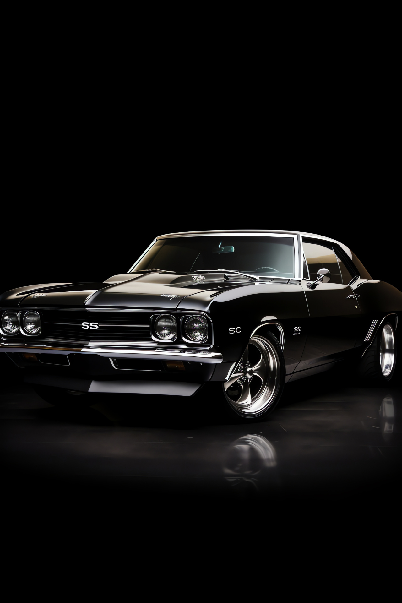 Muscle car outline, Timeless auto appeal, Shadow profile, Classic car form, Silhouette aesthetics, HD Phone Image