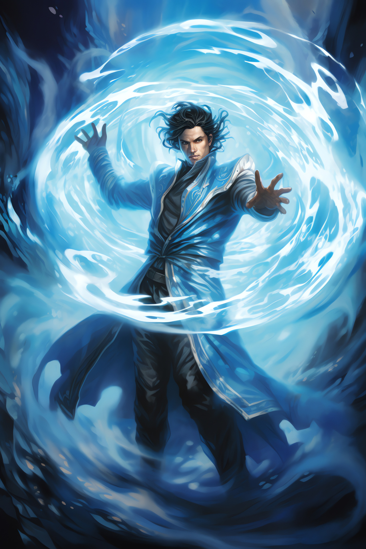 Jace Beleren enchantment, Telepath visage, Looming presence, Cyclonic energy, MTG artistry, HD Phone Image