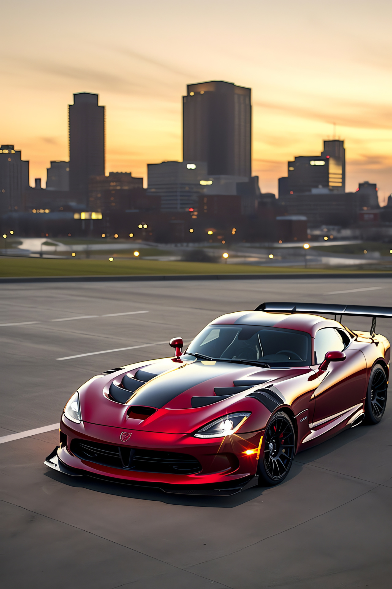 Woodward Avenue, SRT Viper ACR-X, Detroit V10 muscle, urban backdrop, powerful presence, HD Phone Image