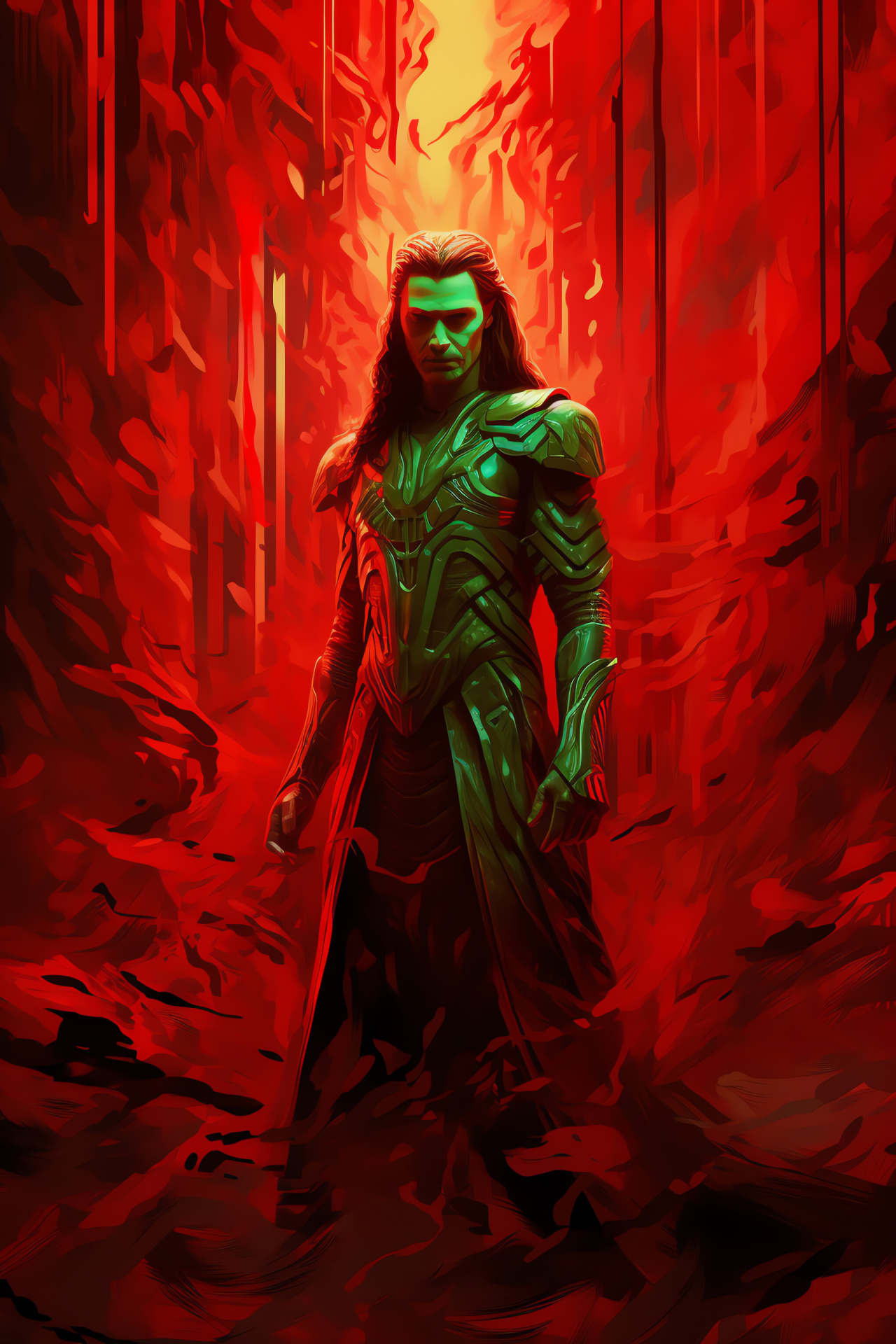 Loki in Pantheon gaming universe, Mischievous god avatar, Emerald gaze, Mythical sceptre, Enchanted stone, HD Phone Wallpaper