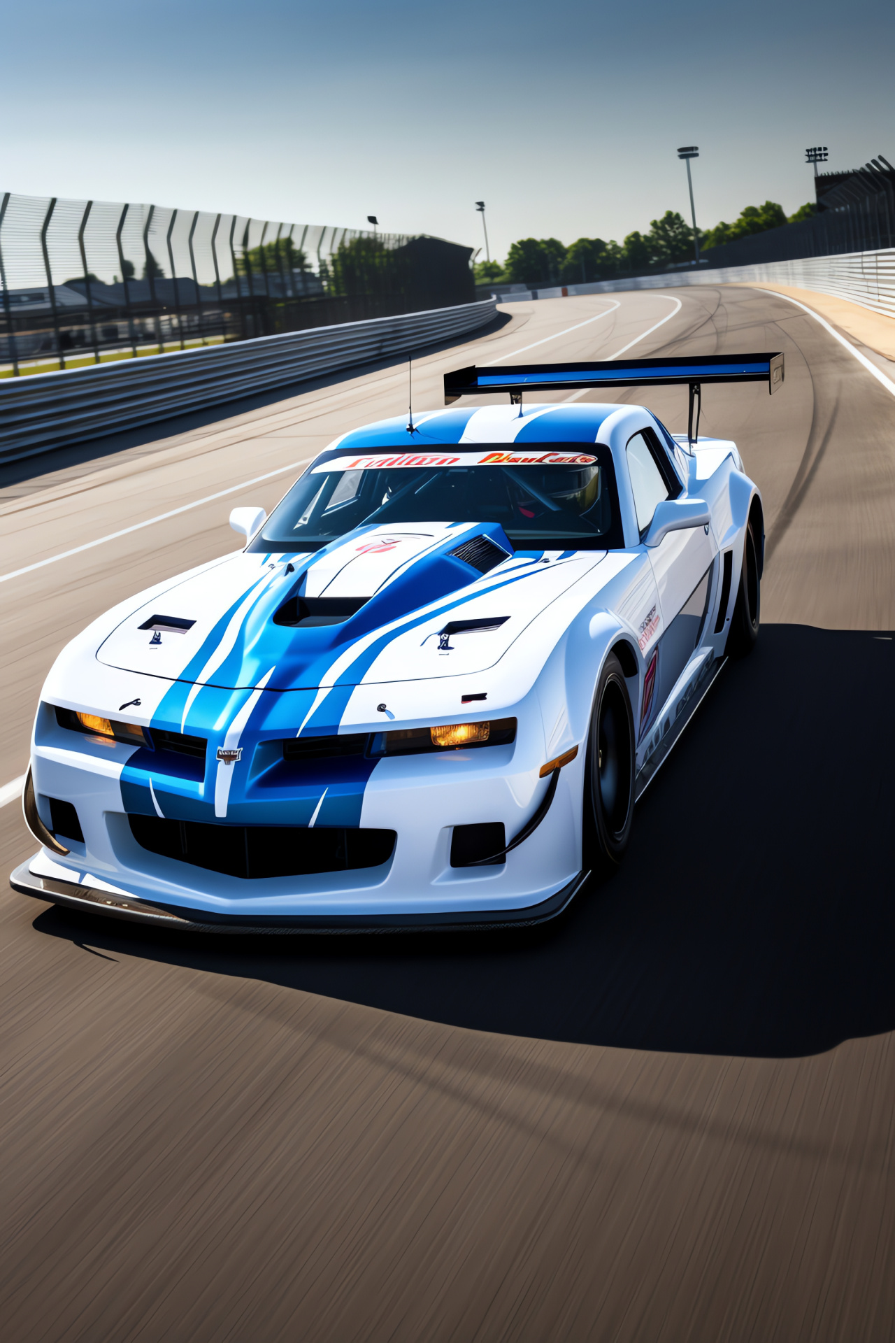 Pontiac Firebird Trans Am GT1, Competitive racing, Track focused, Blue and white performance, Racing aerodynamics, HD Phone Image