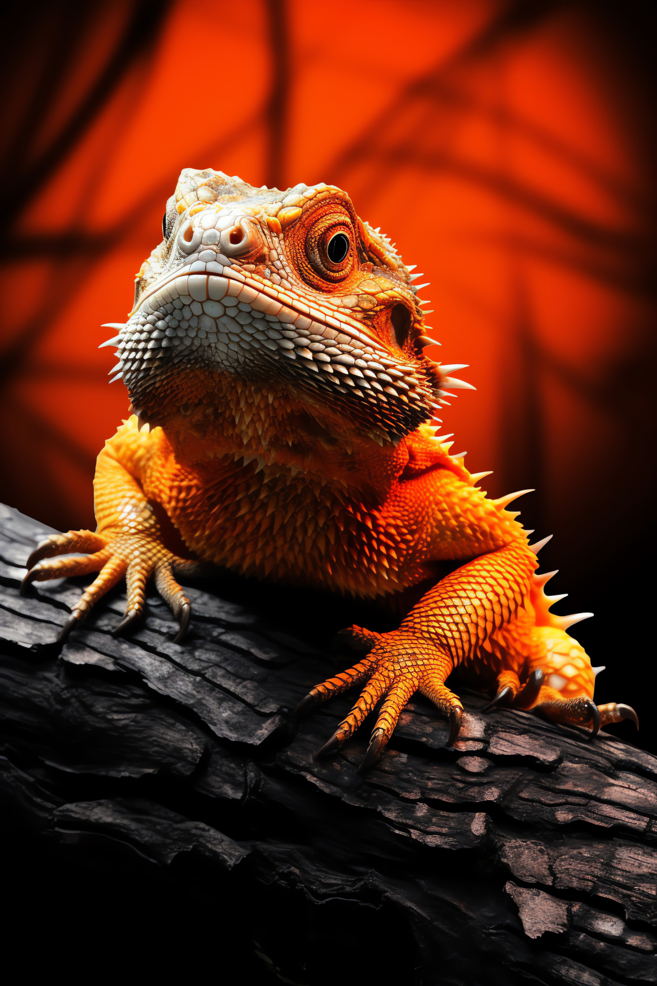 Bearded dragon reptile, reptilian basking, vibrant reptile scales, detailed reptile pattern, reptile species, HD Phone Wallpaper