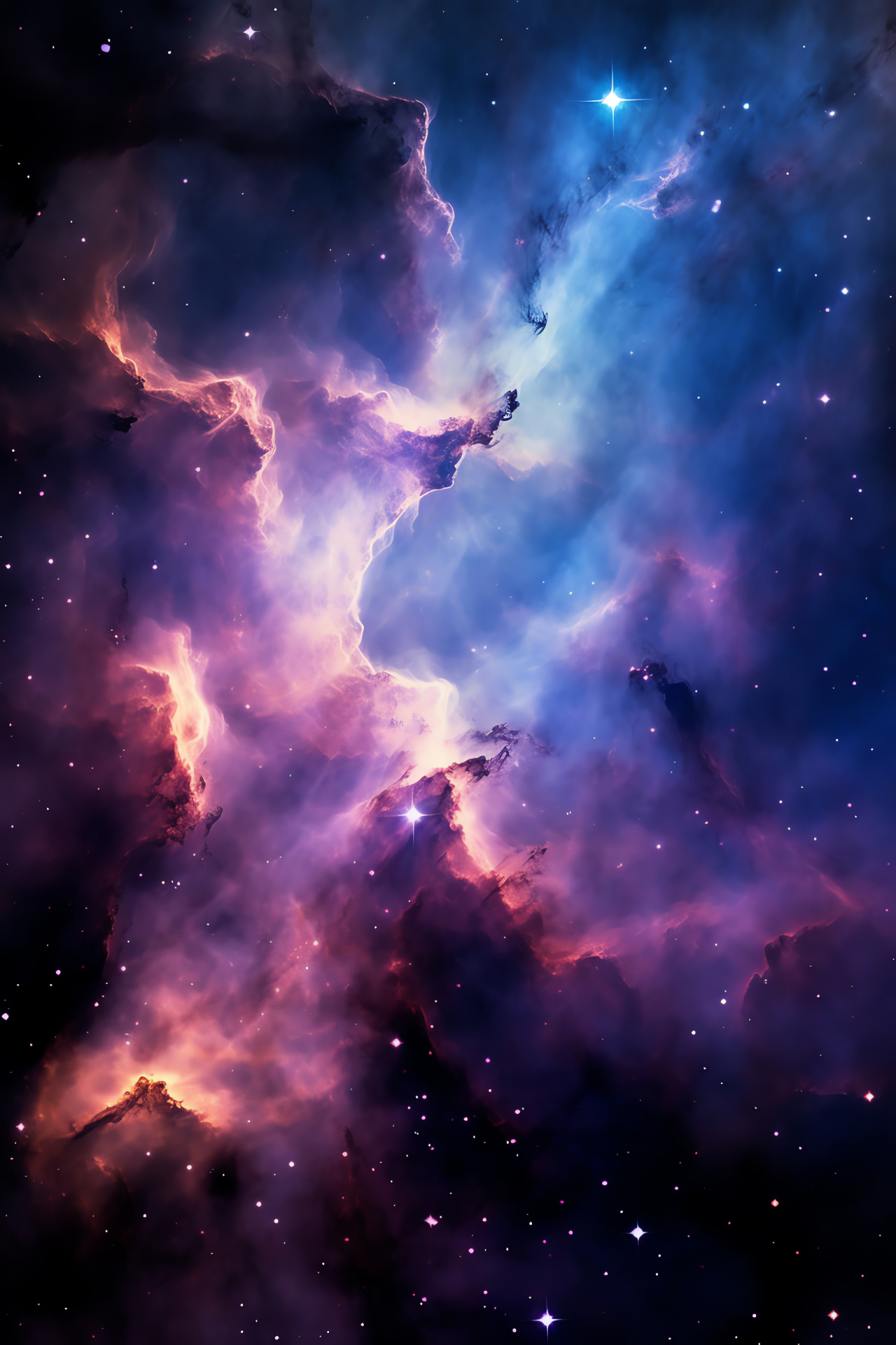 Vibrant nebula phase, Neon cosmic display, Electric blue nebula, Nebular majesty, Space phenomenon, HD Phone Image