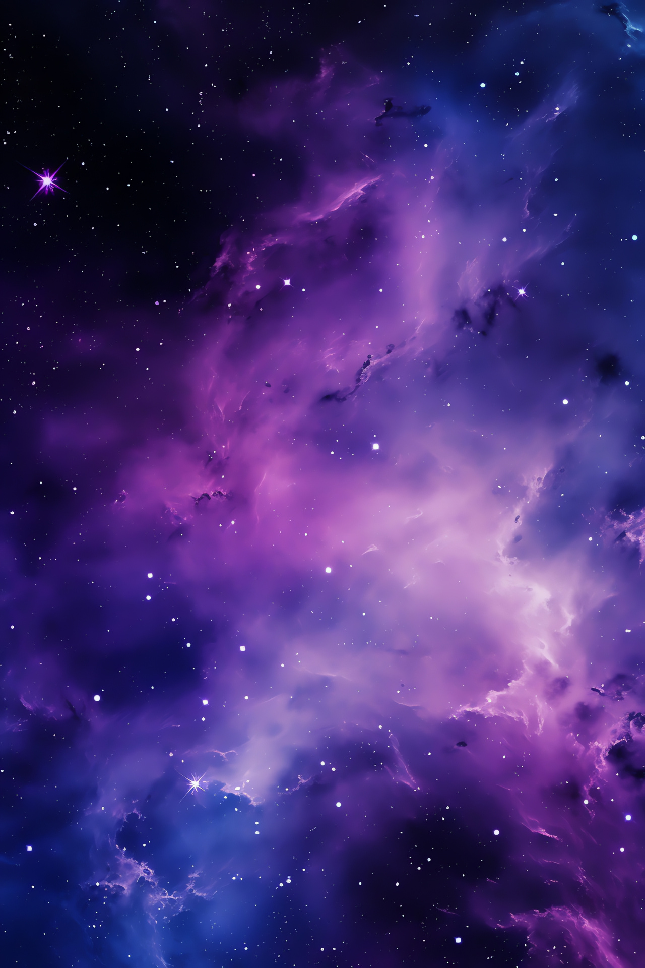 Purple cosmic formation, Interstellar clouds, Galactic core, Starry expanse, Astral purple panorama, HD Phone Image