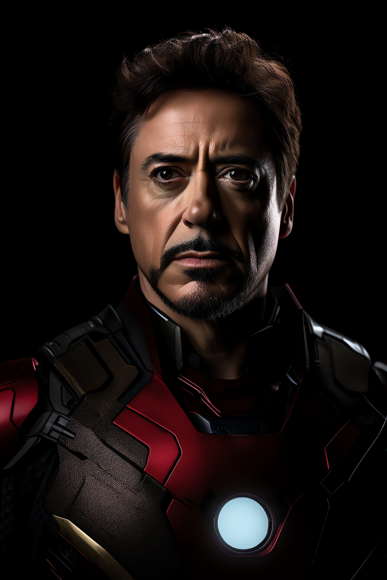 Robert Downey Jr, Marvel icon, Armor-clad hero, Golden-red suit, Heroic determination, HD Phone Image