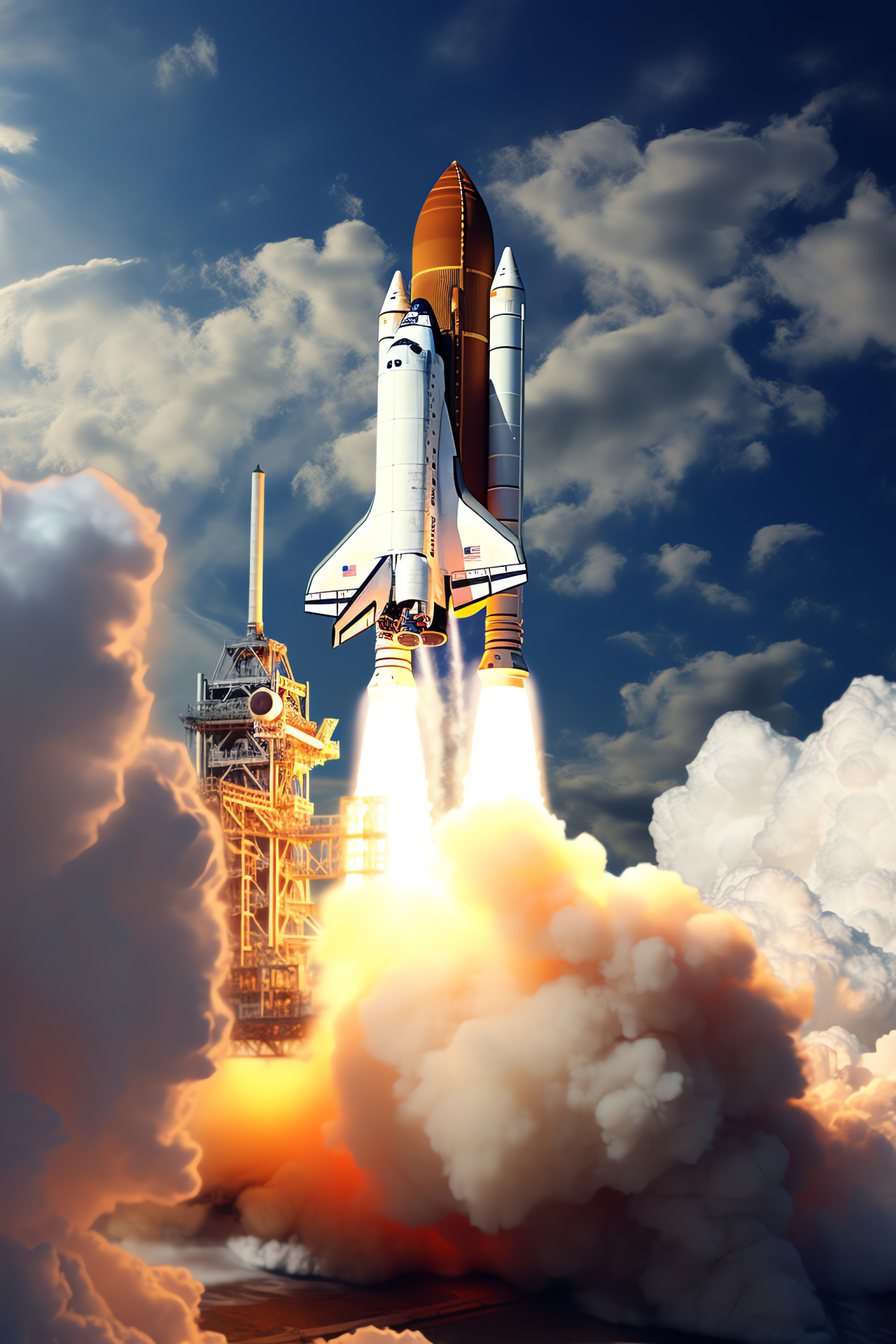 NASA launch, Shuttle flight, Aerospace ascent, Spaceport scene, Technological marvel, HD Phone Image