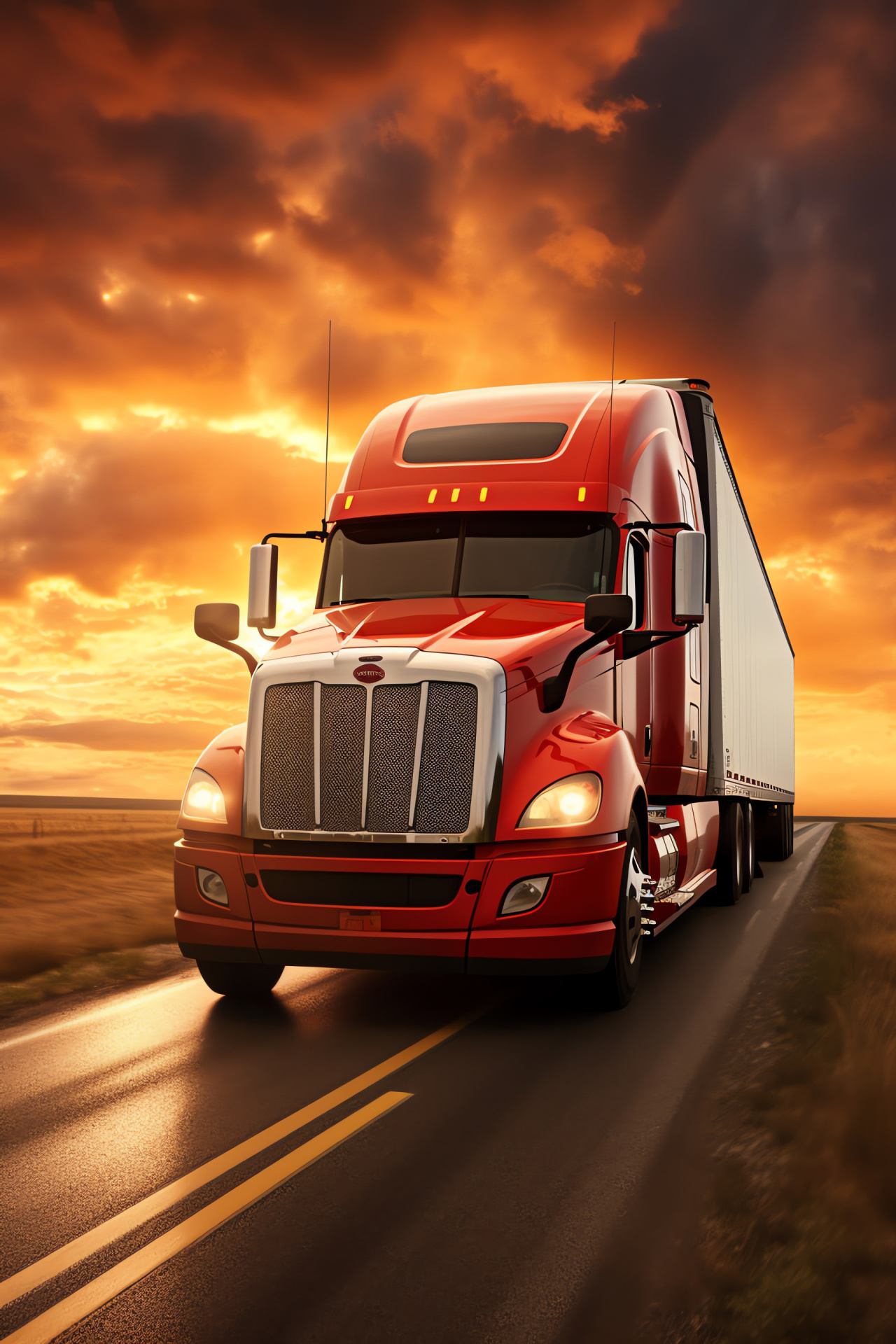 Freight truck profile, Logistics industry, Heartland of America, Powerful truck motor, Aerodynamic trucks, HD Phone Image