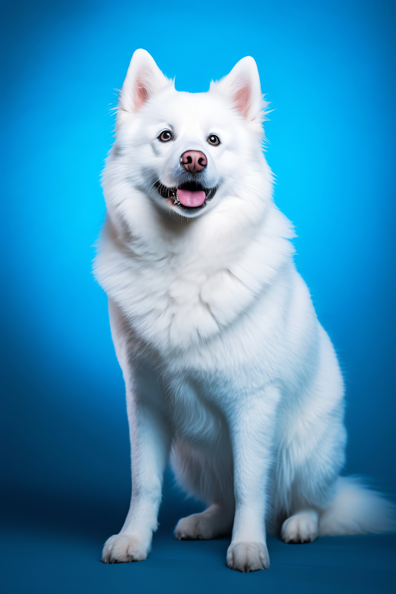 Purebred canine, Youthful White Dog, Sky-colored eyes, snowy fur, Innocent stage, HD Phone Wallpaper