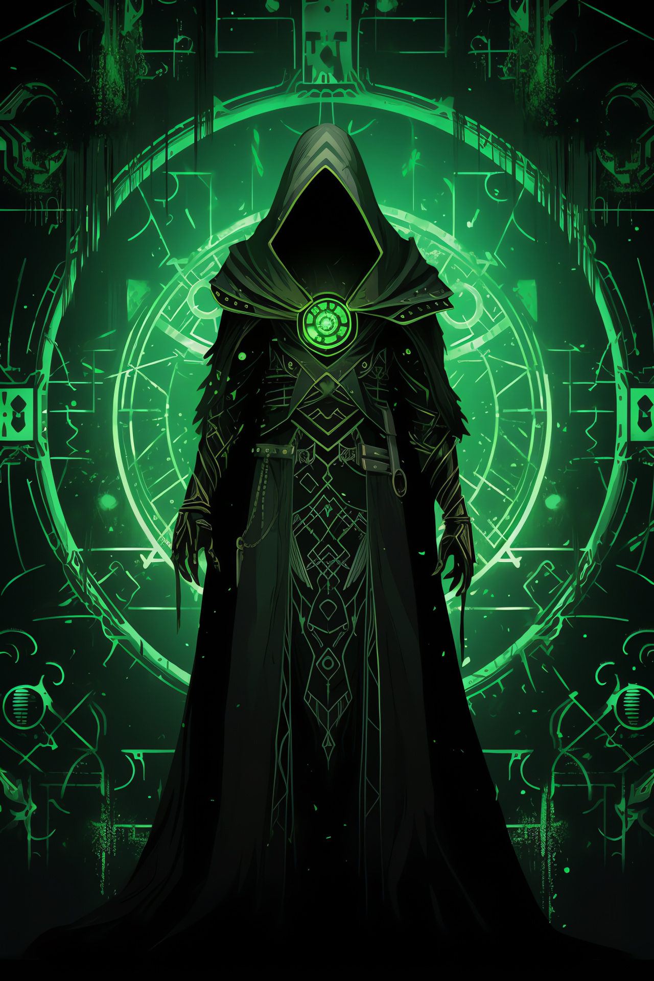 Necromancer avatar, Mordecai the reaper, Emerald green eyes feature, Stoic character stance, Gaming expression, HD Phone Image