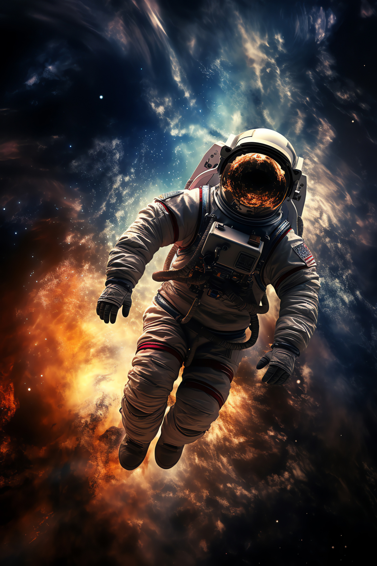 Astronaut freedom, zero gravity, universal voyage, cosmic presence, celestial exploration, HD Phone Wallpaper