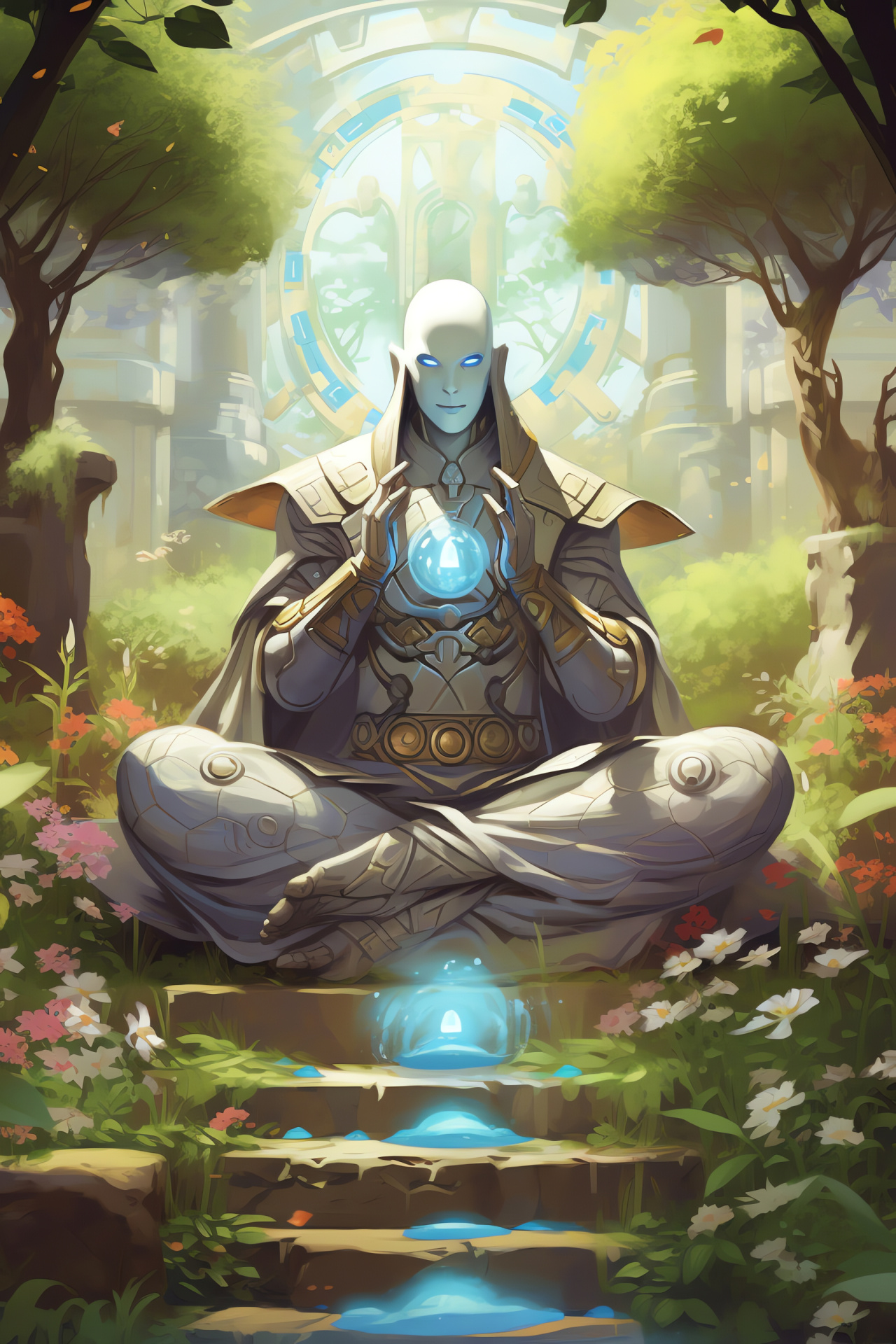 Zenyatta in action, Monastic tranquility, Orbs in motion, Overwatch character, Spiritual warrior, HD Phone Wallpaper