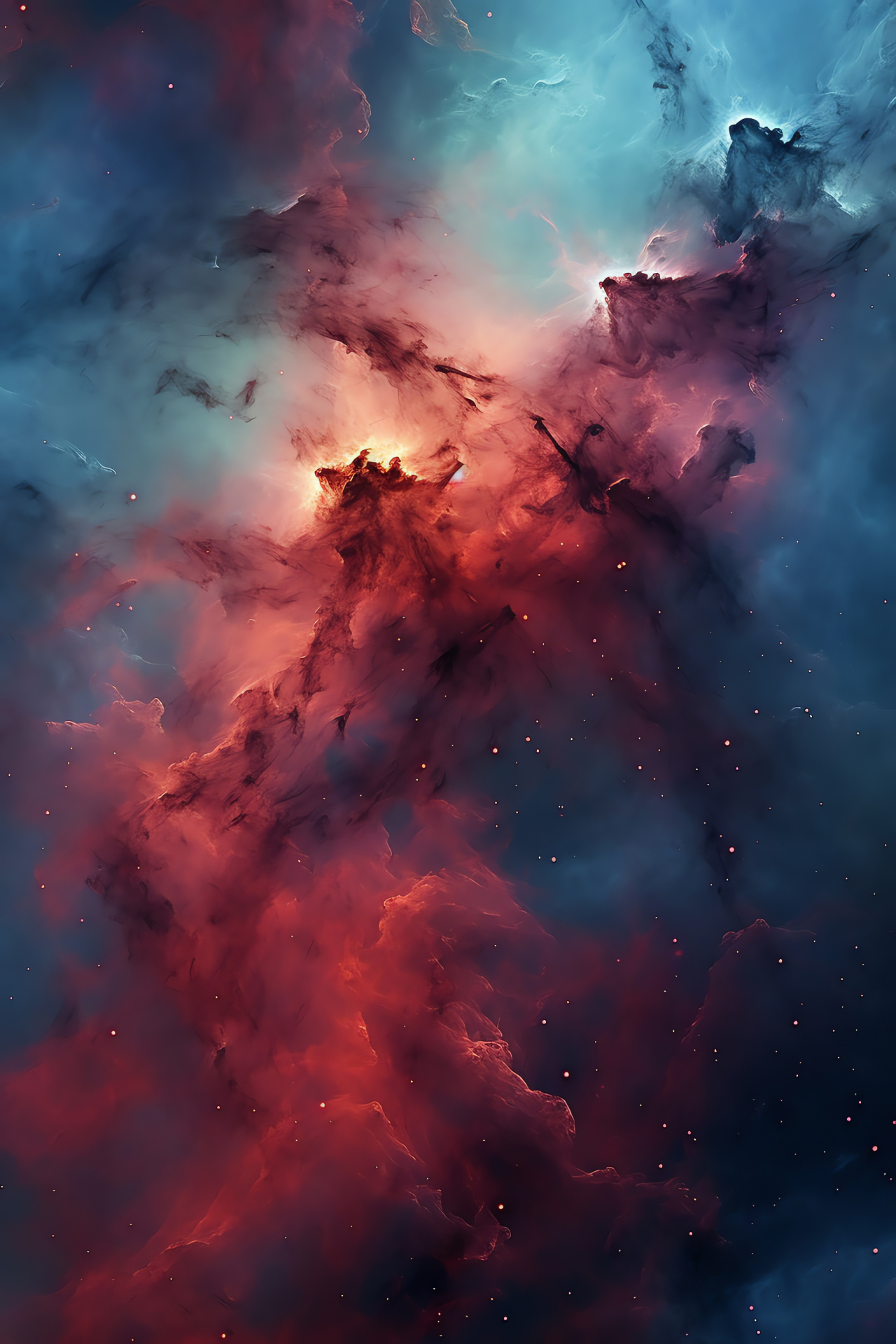 Emission nebula likeness, Cygnus space feature, North America design, cosmic crimson, astronomical shape, HD Phone Image