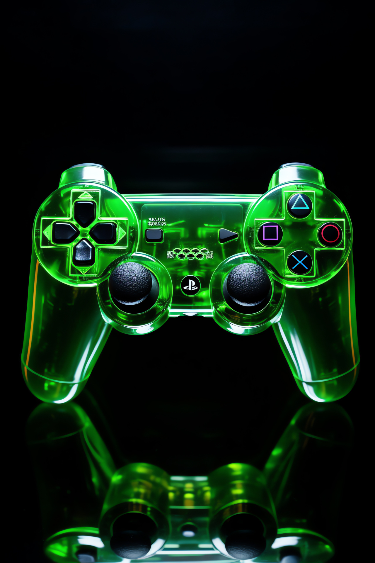 PS3 Controller gaming periphery, emerald hue, iconic buttons, twin joysticks, gaming hardware, HD Phone Wallpaper