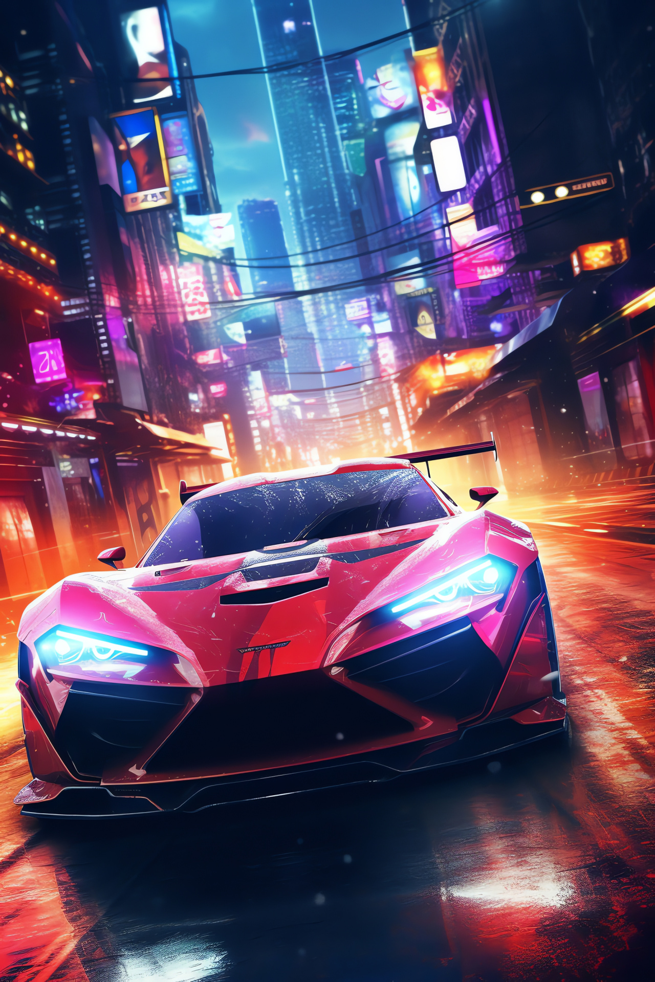 Gaming adrenaline rush, Urban race game, Playstation street racing, City lights gaming, High-speed gaming car, HD Phone Image