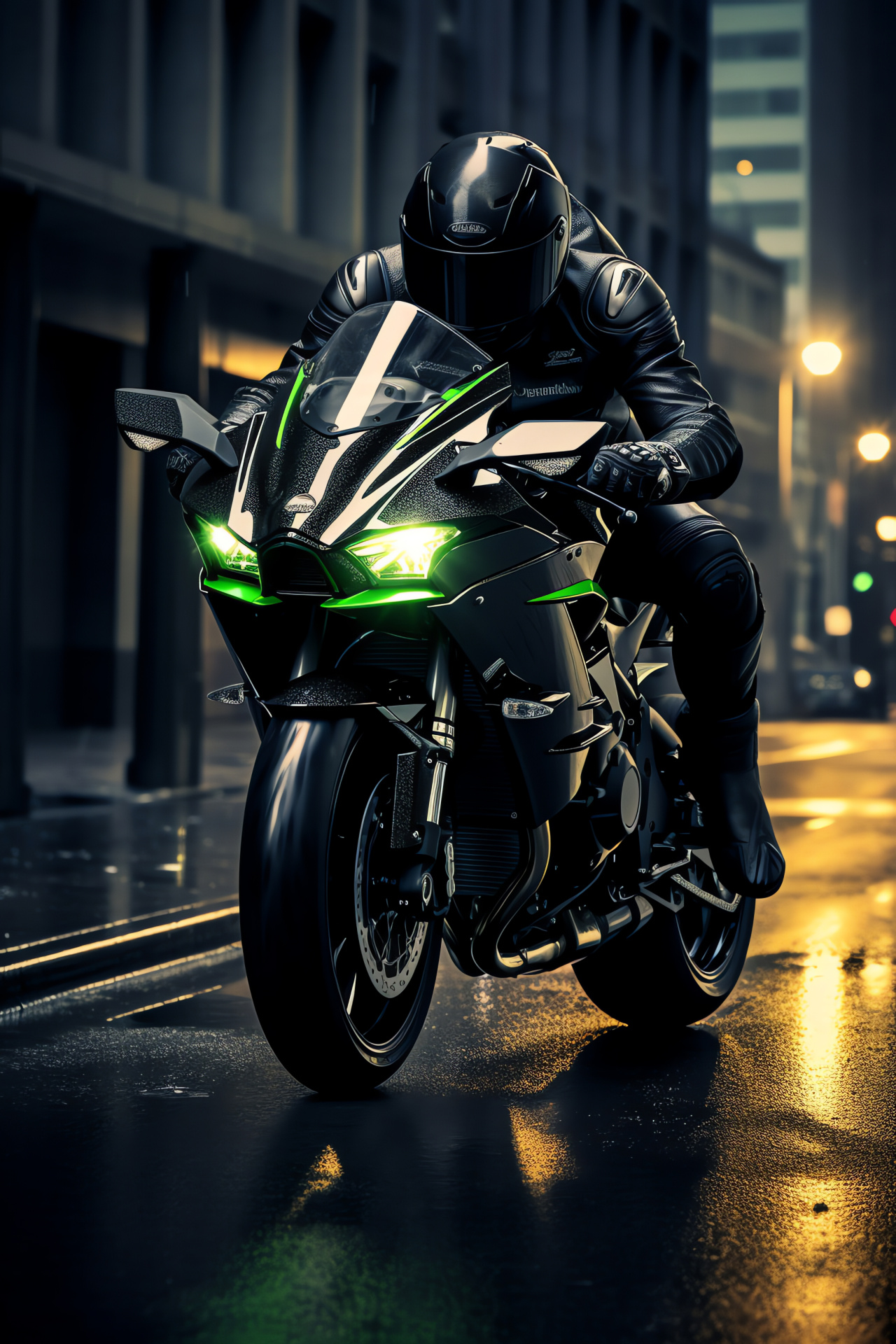 Kawasaki Ninja speed, Tokyo street dominance, Stealth-like motorcycle, Urban riding allure, High-performance biking, HD Phone Image