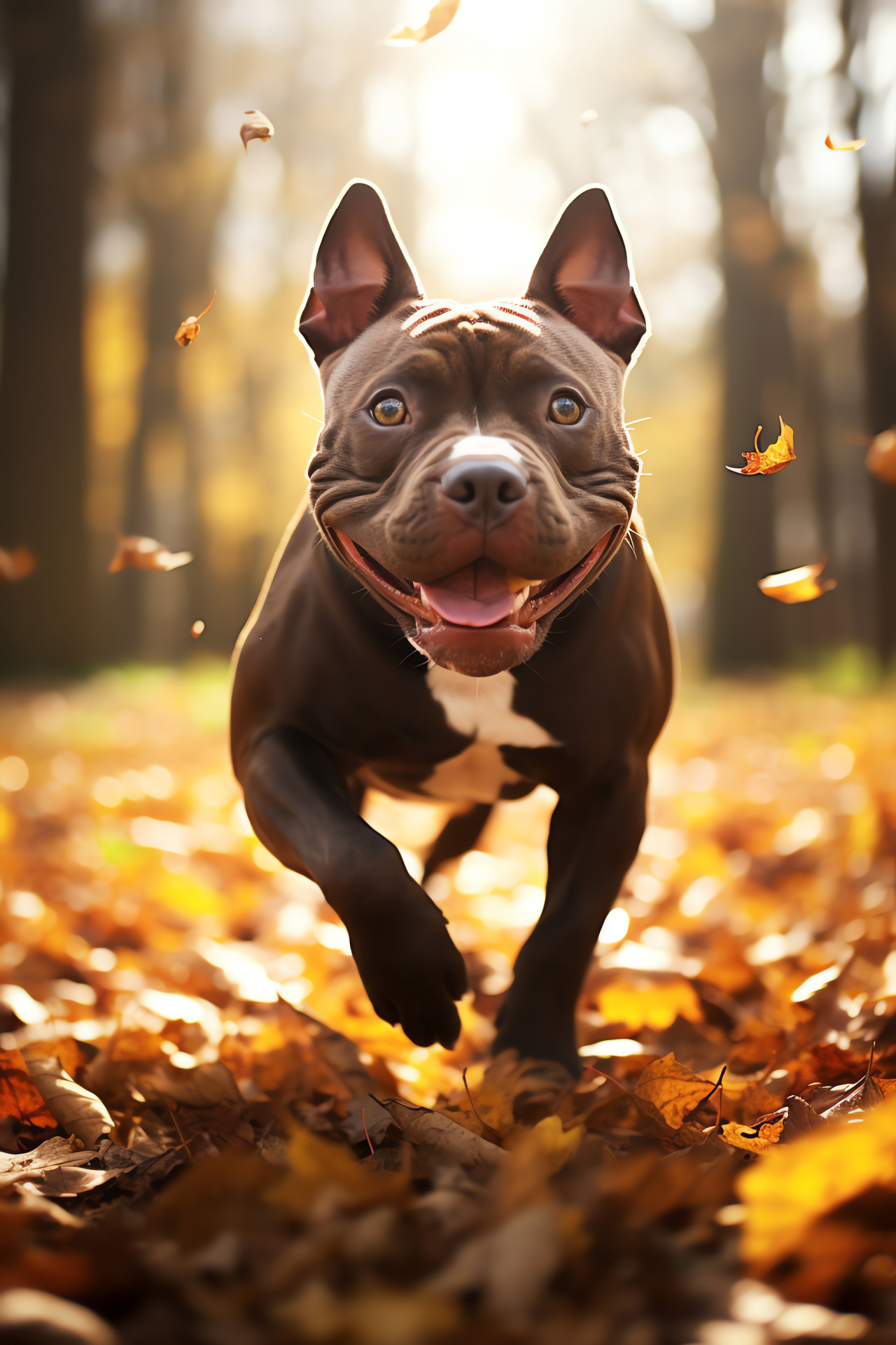 Energetic Pit Bull, black-coated canine, outdoor activity, meadow freedom, lively pet, HD Phone Wallpaper