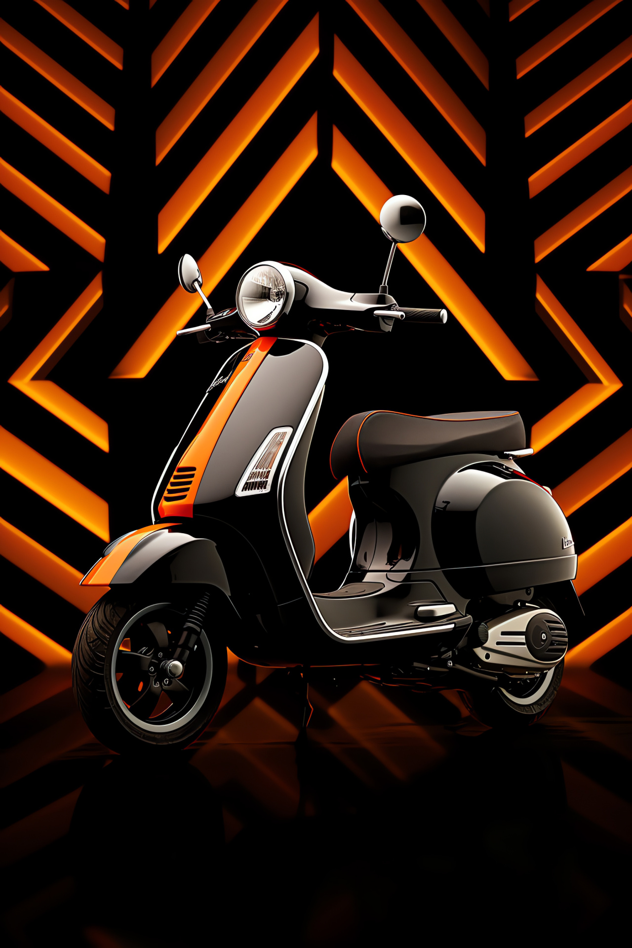 Vespa Sprint 150, Italian scooter icon, Vespa two-tone design, Urban geometry backdrop, Vespa riding culture, HD Phone Wallpaper