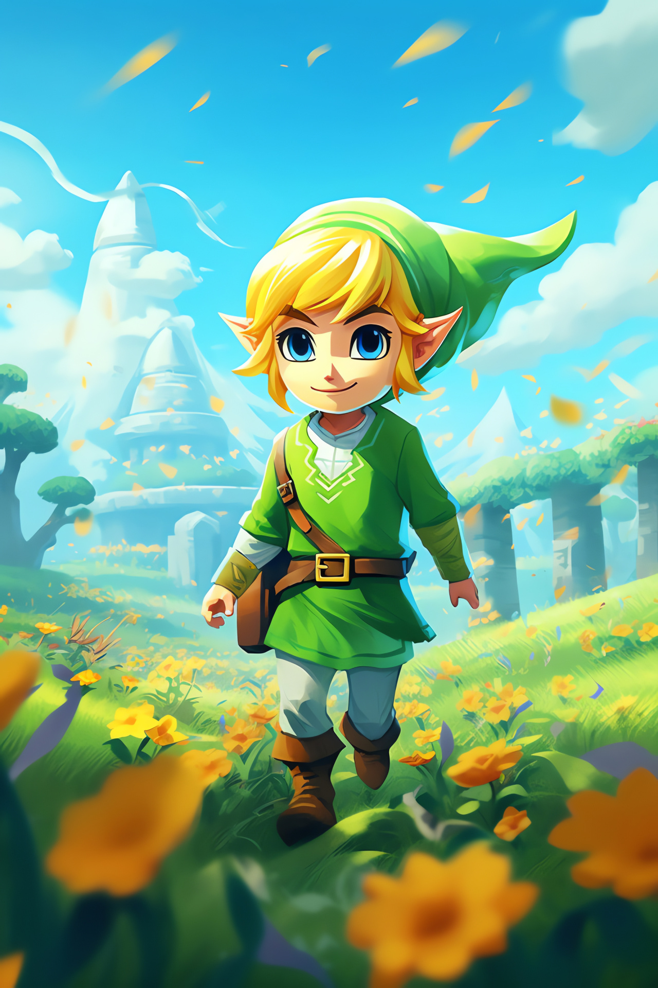Toon Link warrior, Hero's Clothes, Zelda universe mythos, Hylian shield usage, Green-clad adventurer, HD Phone Image