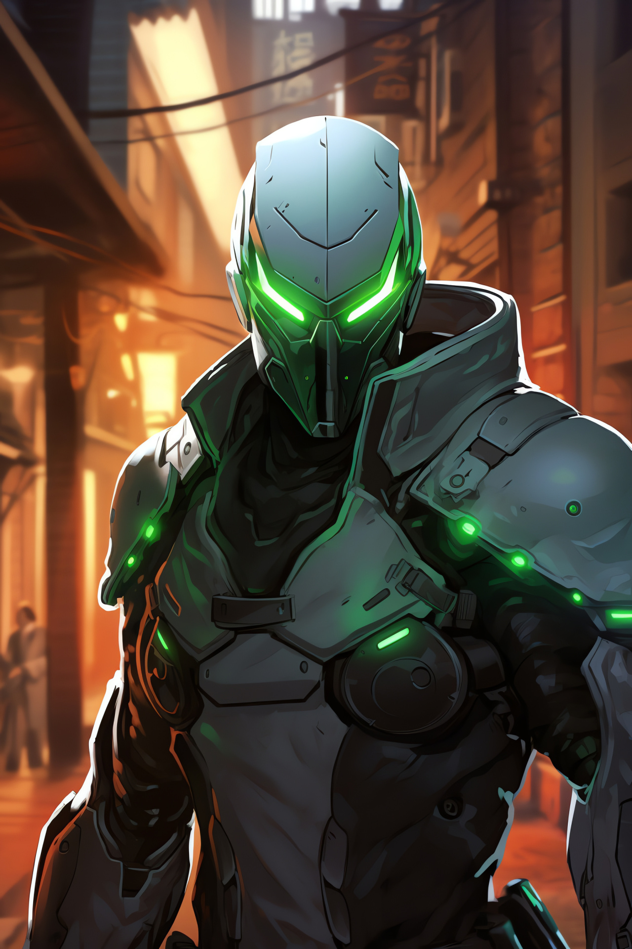 Ninja Genji in Rialto, Venice-inspired game stage, cyber skill display, stark desert battleground, game lore, HD Phone Wallpaper