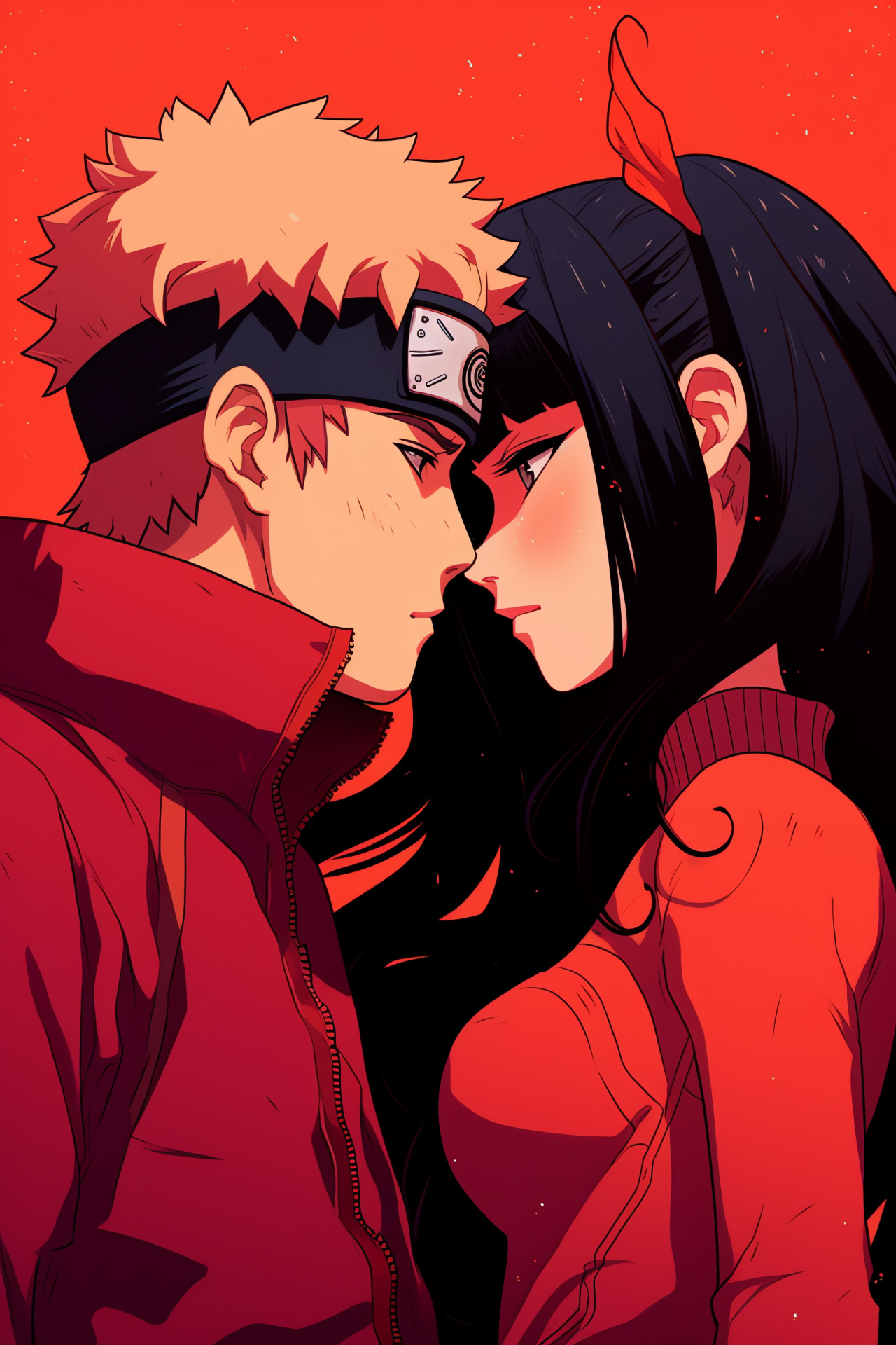 Naruto Uzumaki, Hinata Hyuga, endearing kiss, emotional scene, heartfelt, HD Phone Image