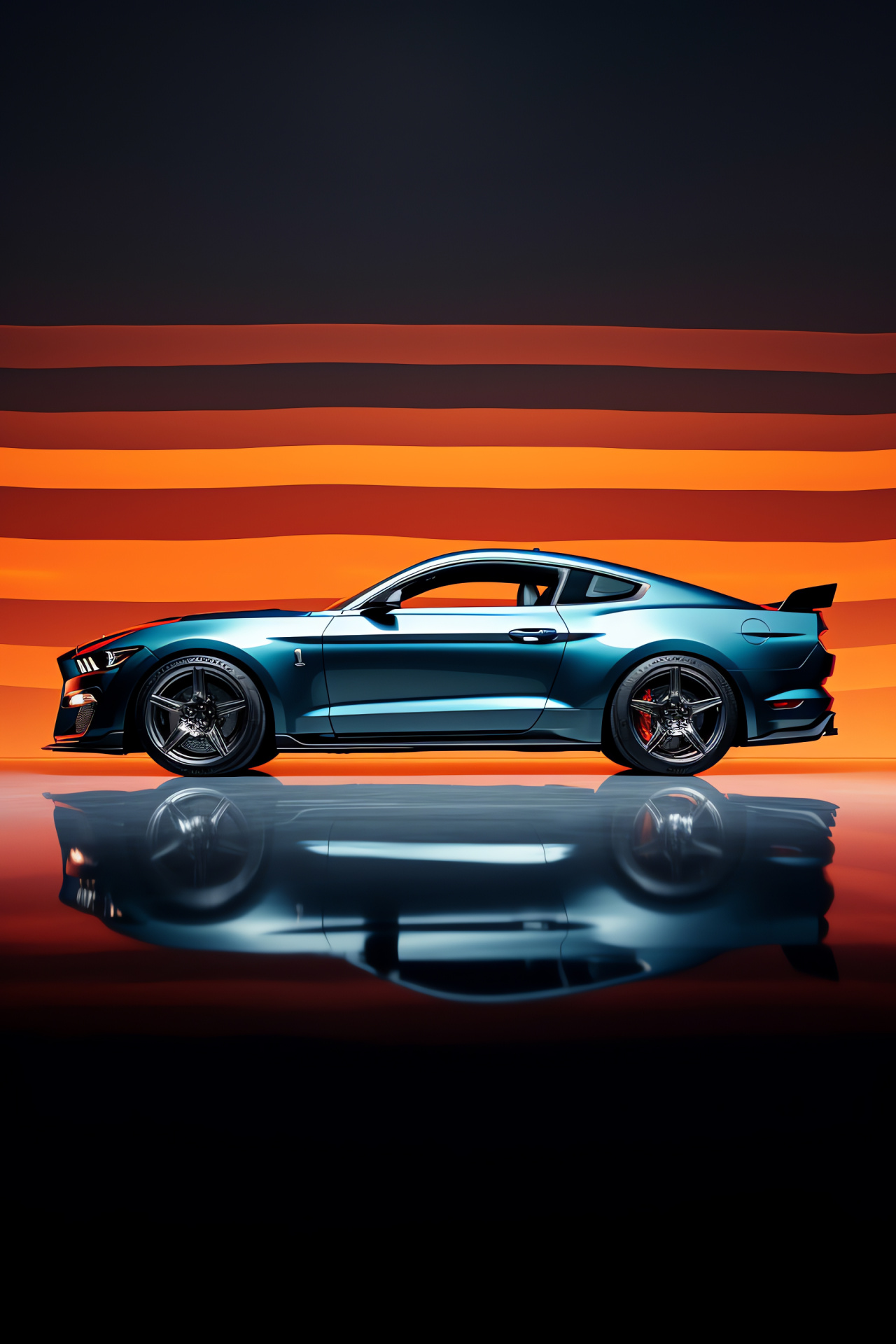 Mustang side profile, Dual-tone refinement, Poised for action, Assertive design language, Vehicle aesthetics, HD Phone Image