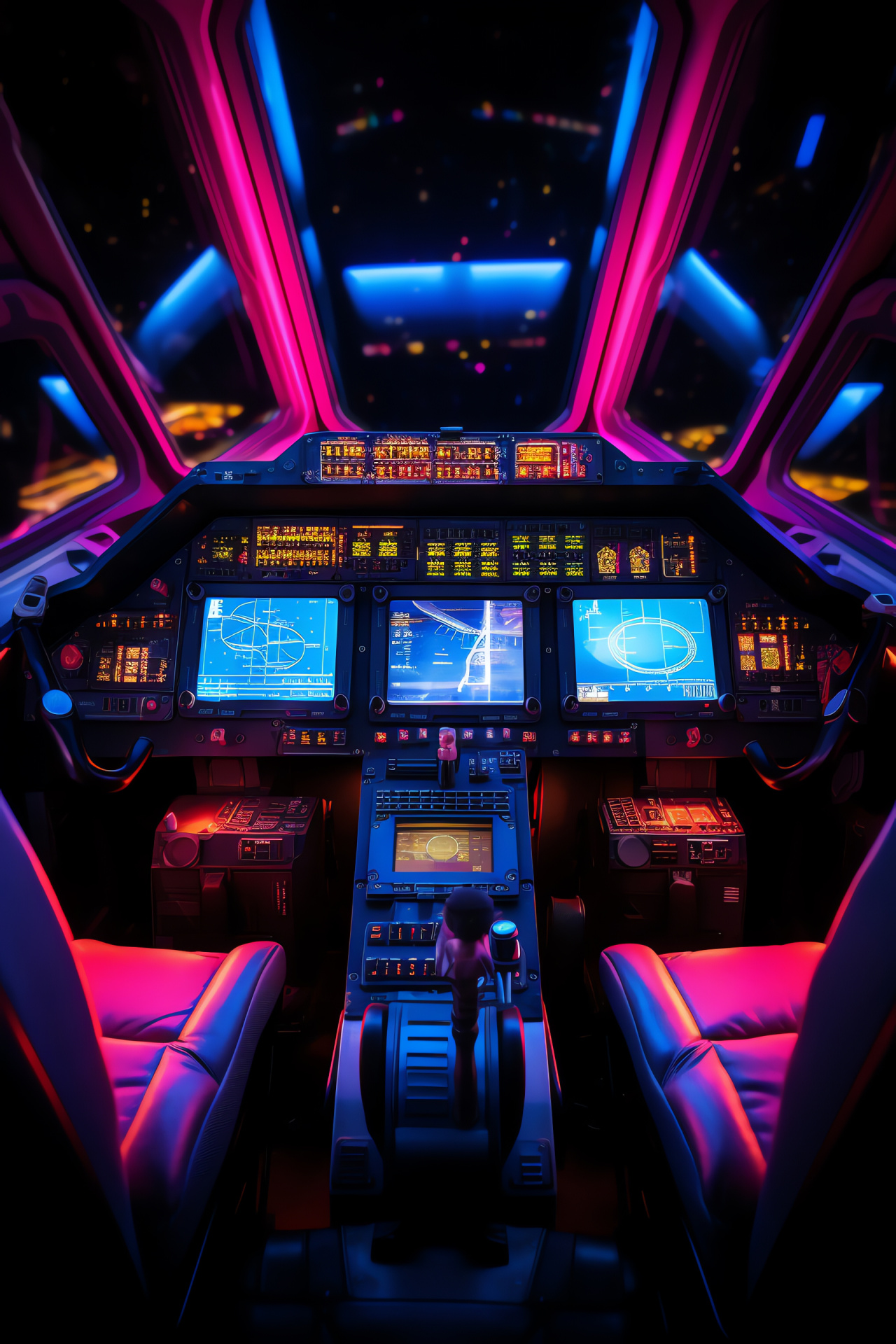 Navigator's chair, Command station, Futuristic shuttle interior, Glow of discovery, Galactic travel, HD Phone Image