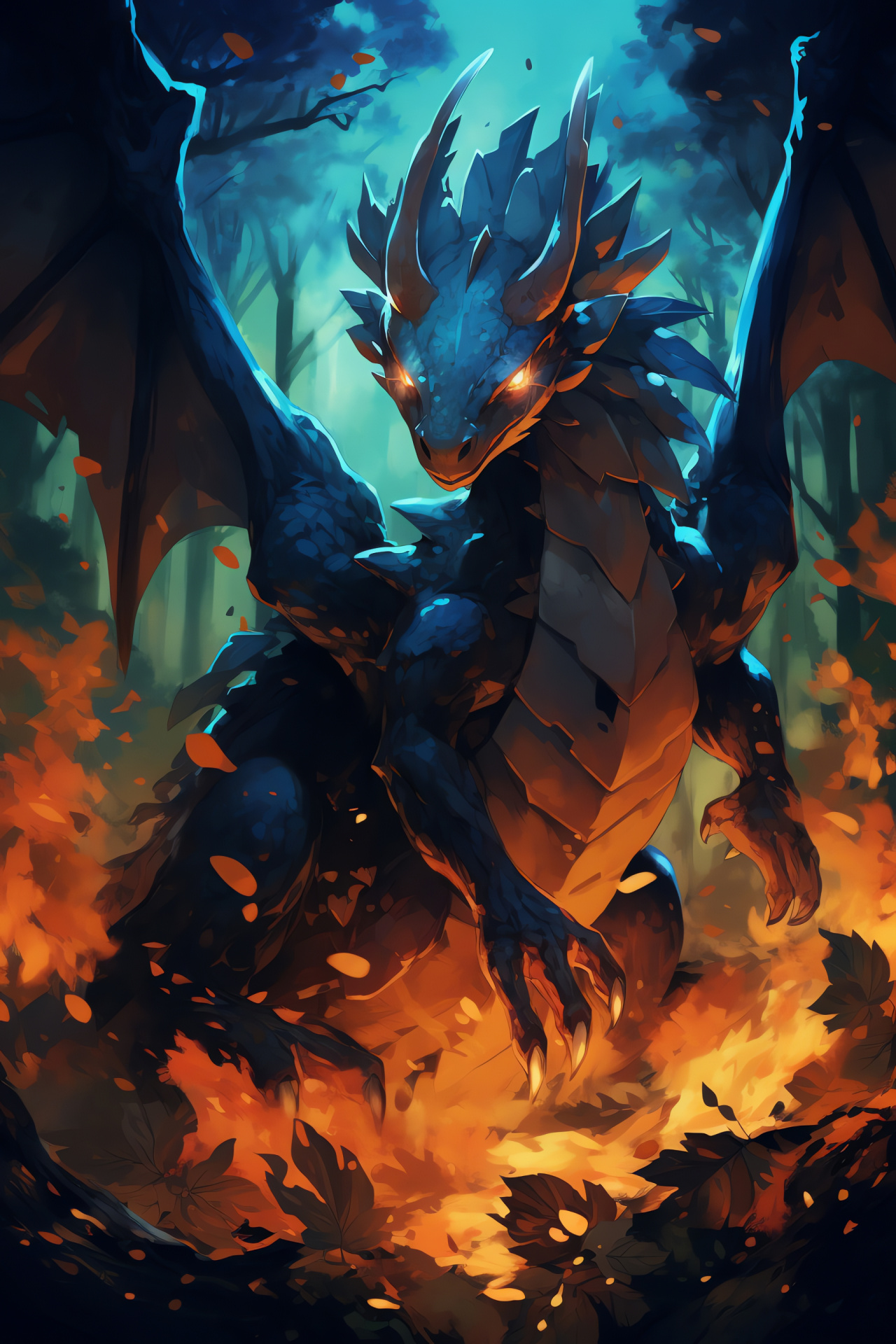 Jungle environment, Charizard on branch, Dense foliage, Stealthy position, Wild habitat, HD Phone Wallpaper