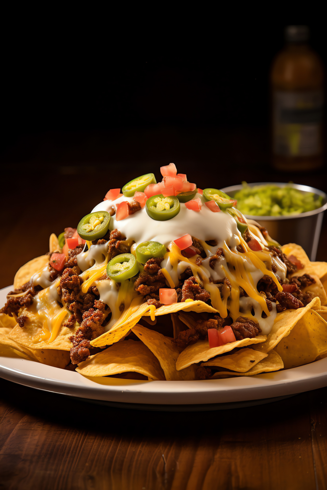 Mexican snack, Plate of nachos, Spiced beef layer, Liquid cheese flood, Snack-time favorite, HD Phone Wallpaper