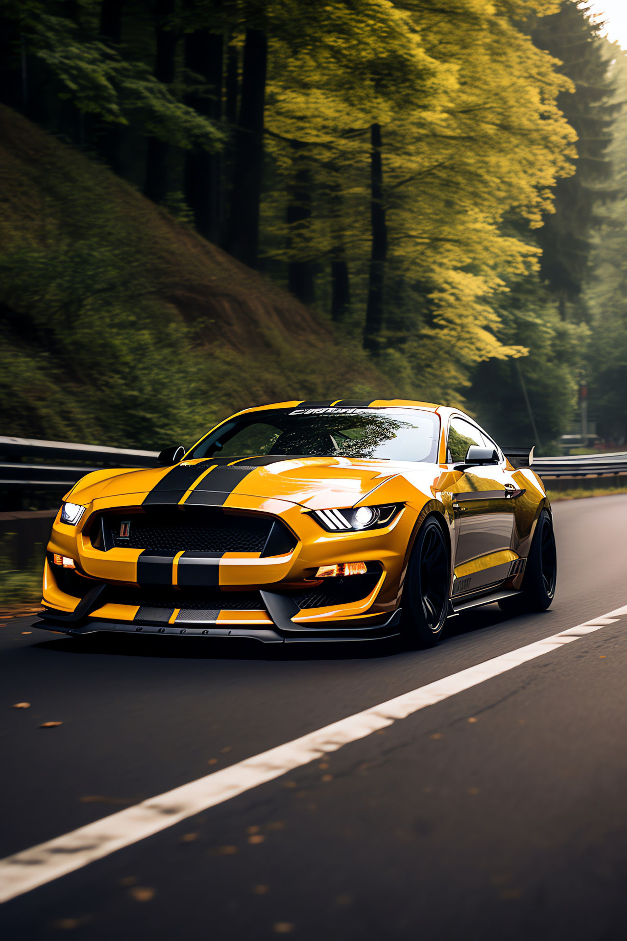 Shelby Mustang GT350R, Nrburgring challenge, Track-focused machine, Racing silhouette, Motorsport adrenaline, HD Phone Wallpaper