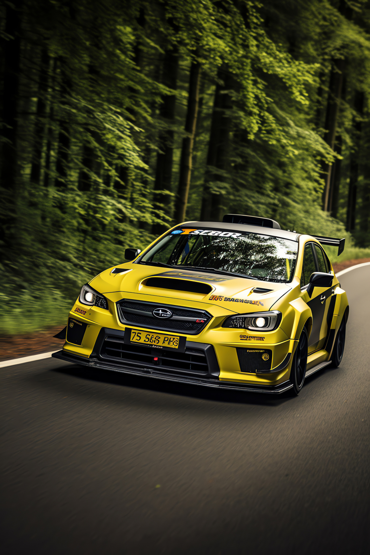 German racing circuit legend, Rally-bred vehicle, Subaru's racing prowess, Performance-enhancing addons, Gold alloy rims, HD Phone Image