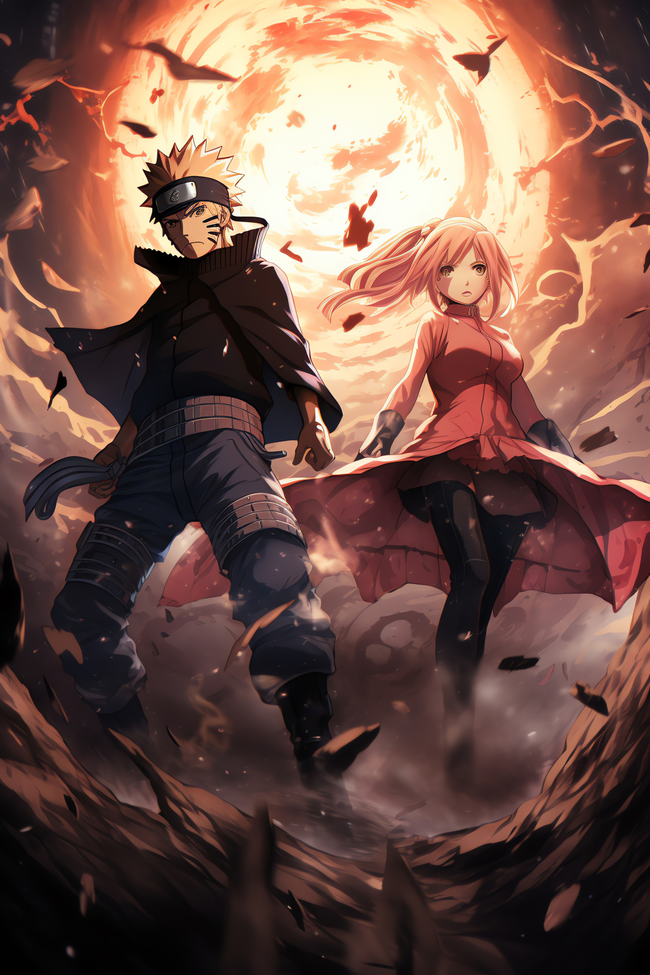 Naruto Sakura move, Evasive action, Powerful Jutsu, Shockwave effects, Sage artistry, HD Phone Wallpaper