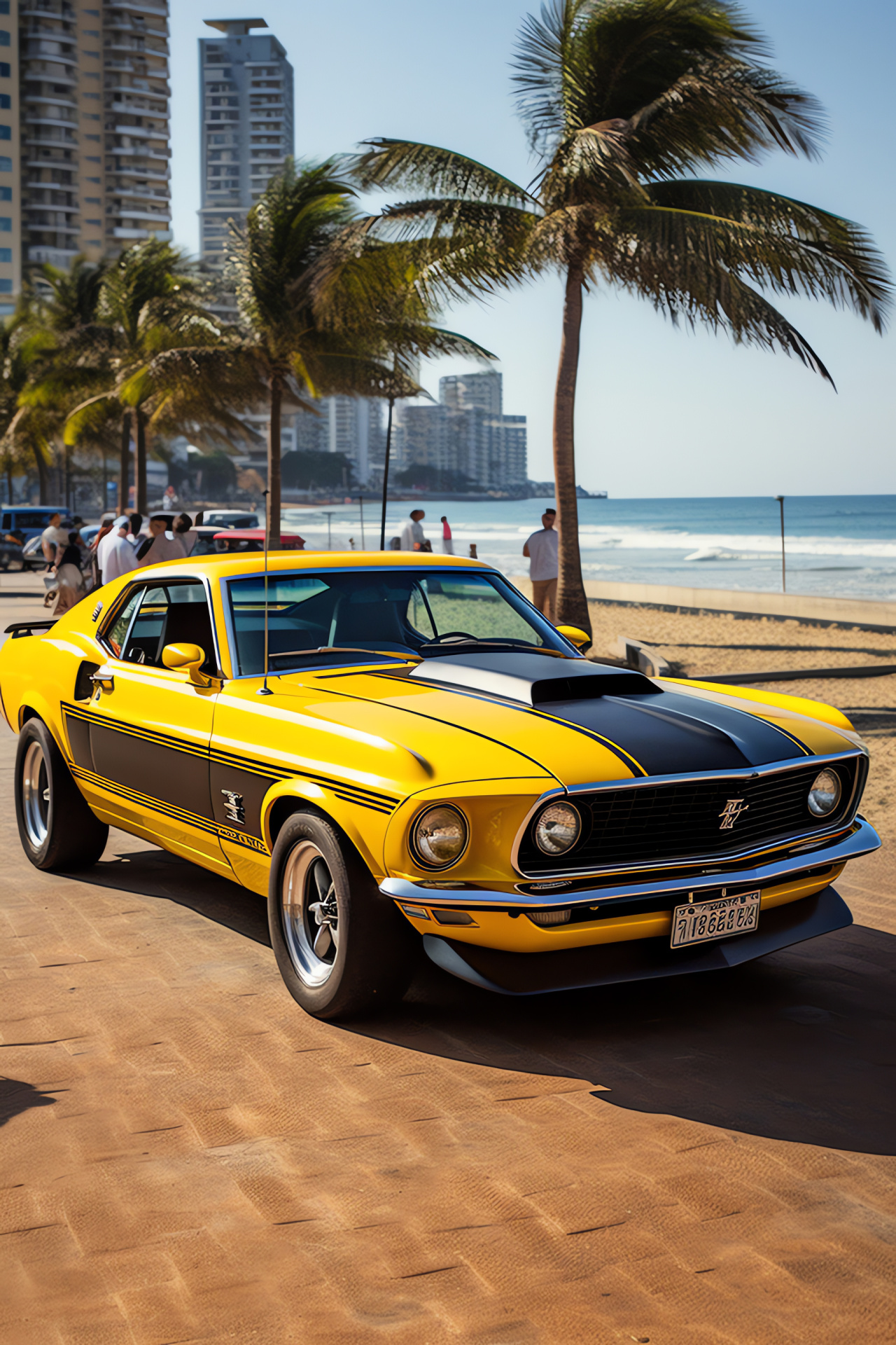 Rio de Janeiro Mustang, Festive backdrops, Carnival spirit, Mach 1 model, Vibrant automotive culture, HD Phone Image