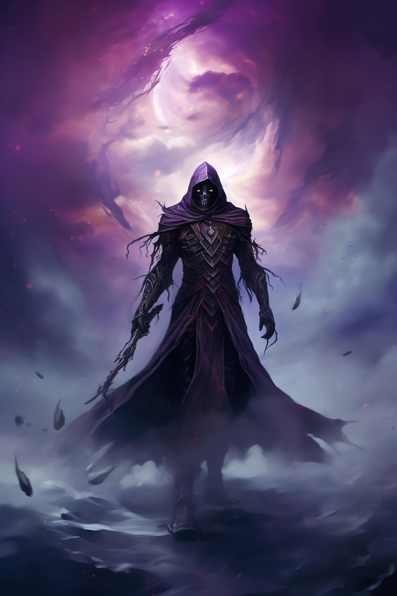 Warlock, Battle Wasteland, Energy Aura, Weathered Fabric, Mystic Glyphs, HD Phone Image