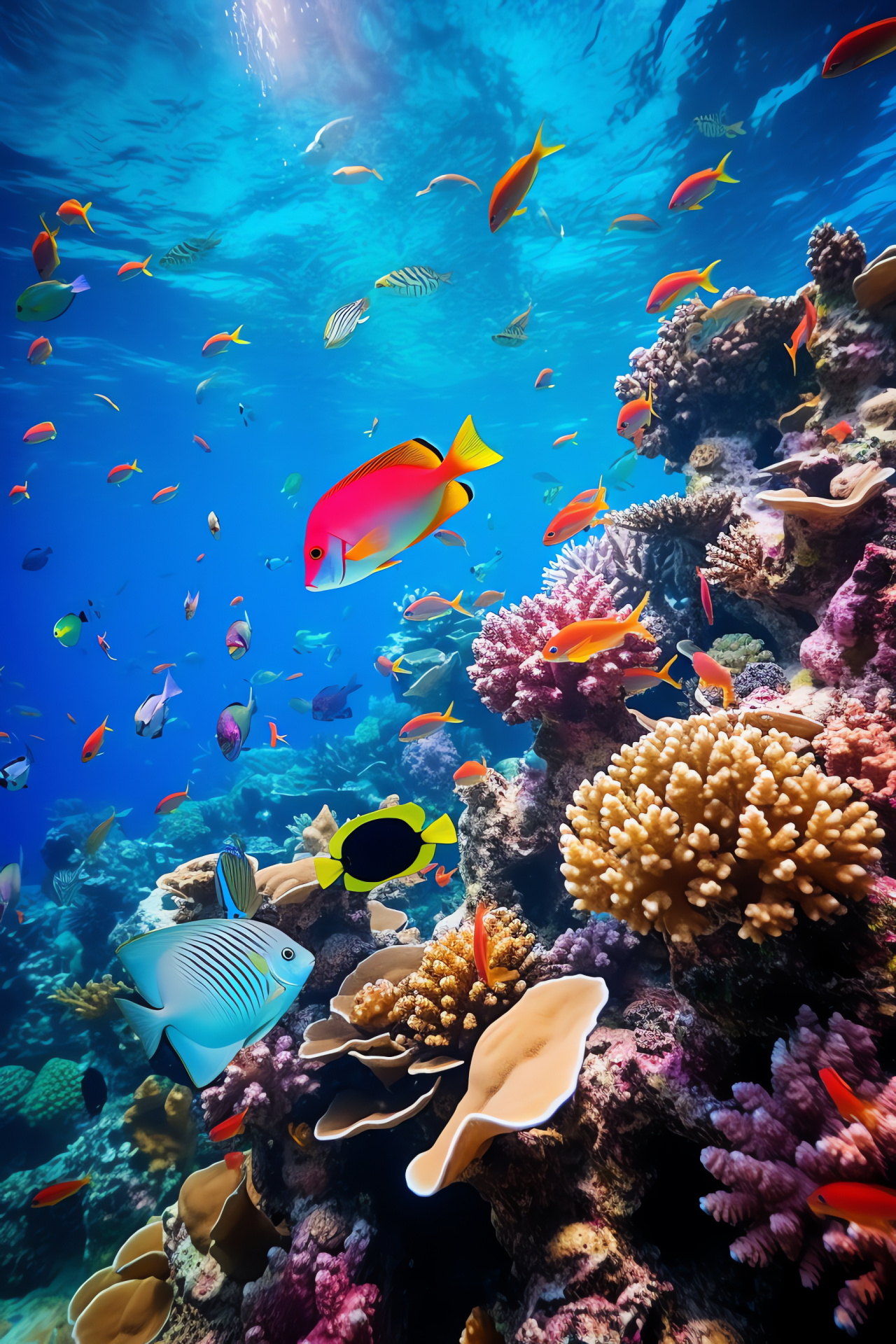 Tropical reef fish, marine biodiversity, exotic aquatics, scuba diving attraction, oceanic life, HD Phone Image