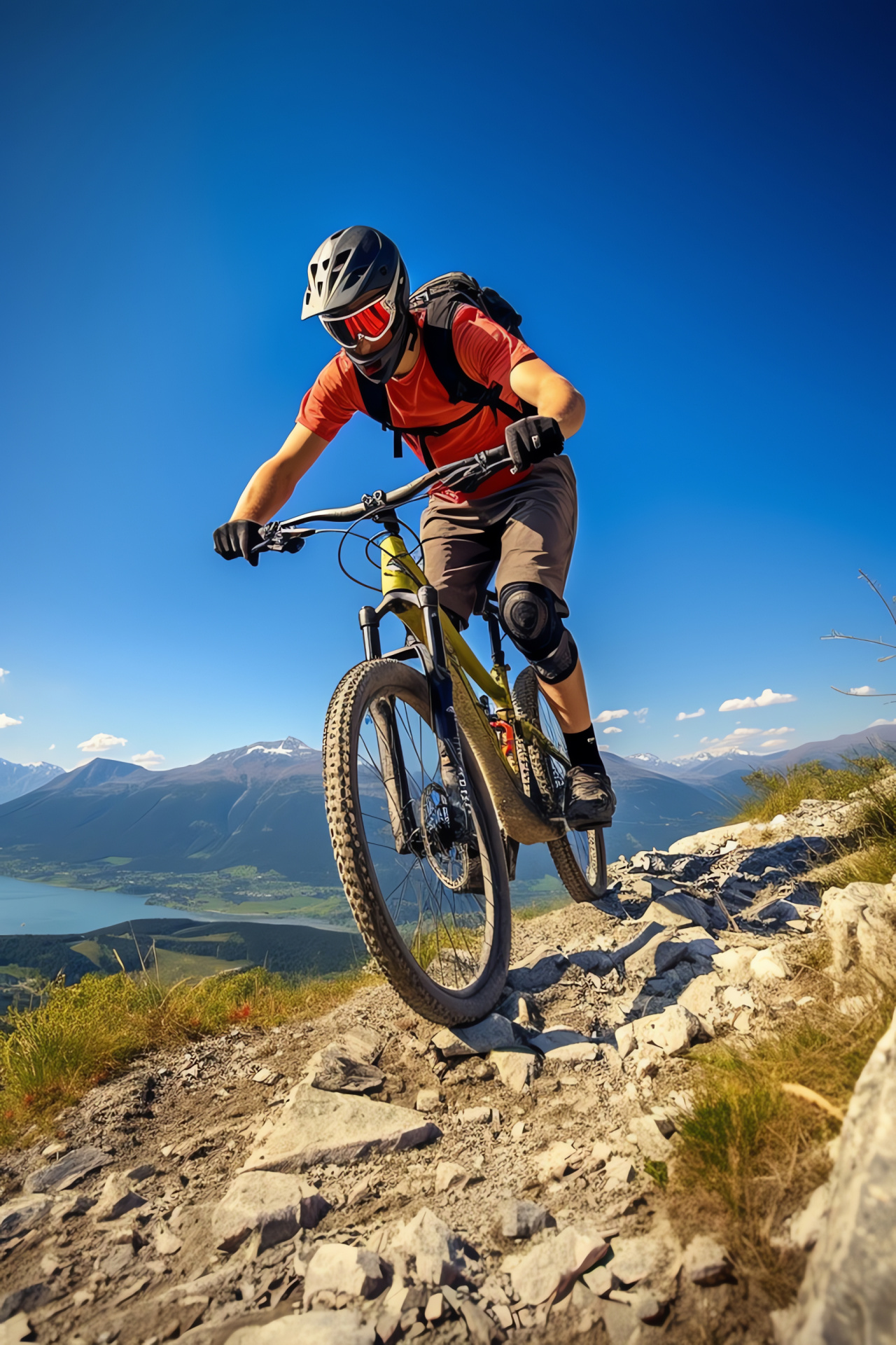 Mountain biking euphoria, Picturesque natural canvas, Cyclist's paradise, Scenic harmony, Challenging landscape thrill, HD Phone Image