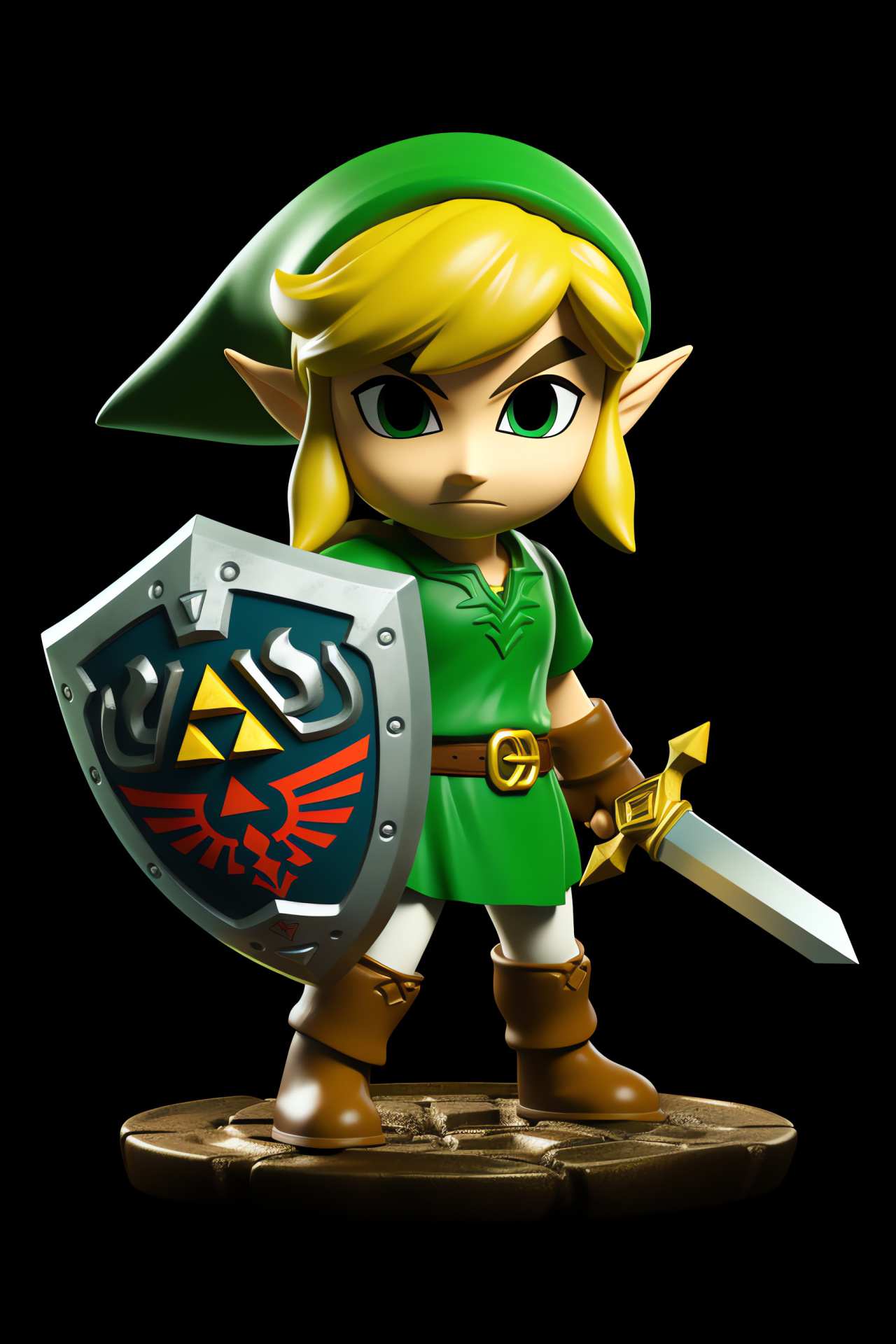 Toon Link Wind Waker, Charming game protagonist, Deep azure glance, Defensive armament, Iconic style, HD Phone Image