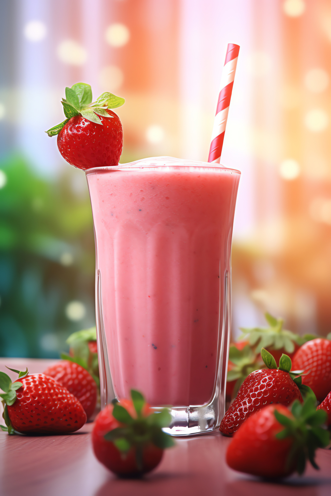 Strawberry beverage, Refreshing smoothie, Blended treat, Pink refreshment, Creamy texture, HD Phone Wallpaper