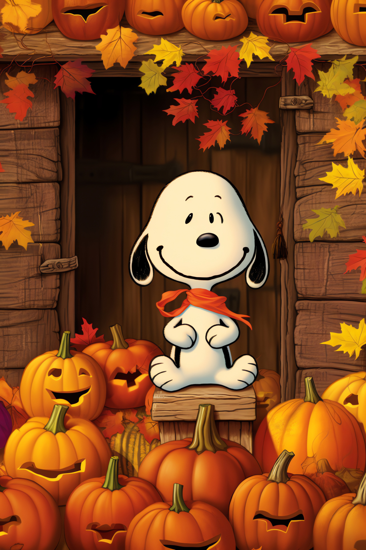 Peanuts comic scene, Woodstock bird, Autumn celebration, Culinary space, Fictional dwelling, HD Phone Image