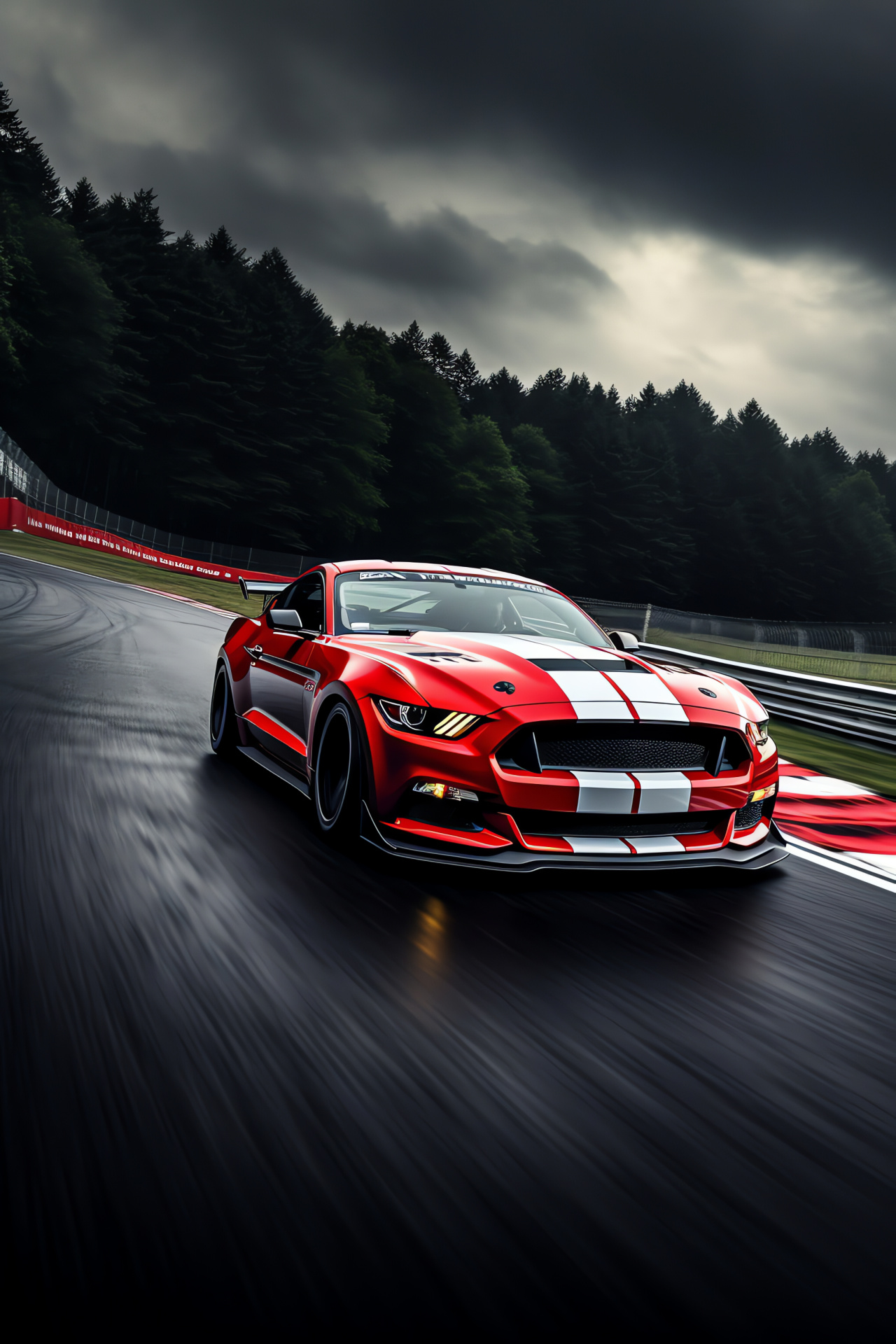 Ford Mustang, Nrburgring circuit, Track-tested aerodynamics, High-performance vehicles, Racing environment, HD Phone Wallpaper