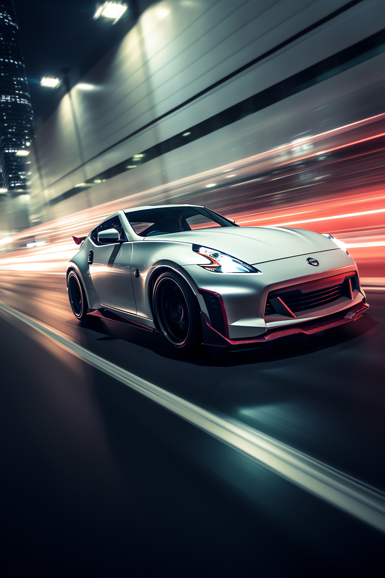 Nissan 370Z, Dubai backdrop, Precision driving, Urban adventure, Impressive architecture, HD Phone Image