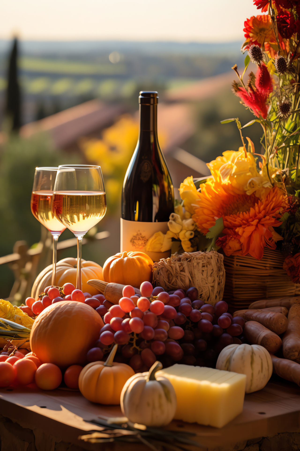 Thanksgiving in Tuscany, Harvest celebration, Italian culinary, Wine country, Grateful gathering, HD Phone Wallpaper