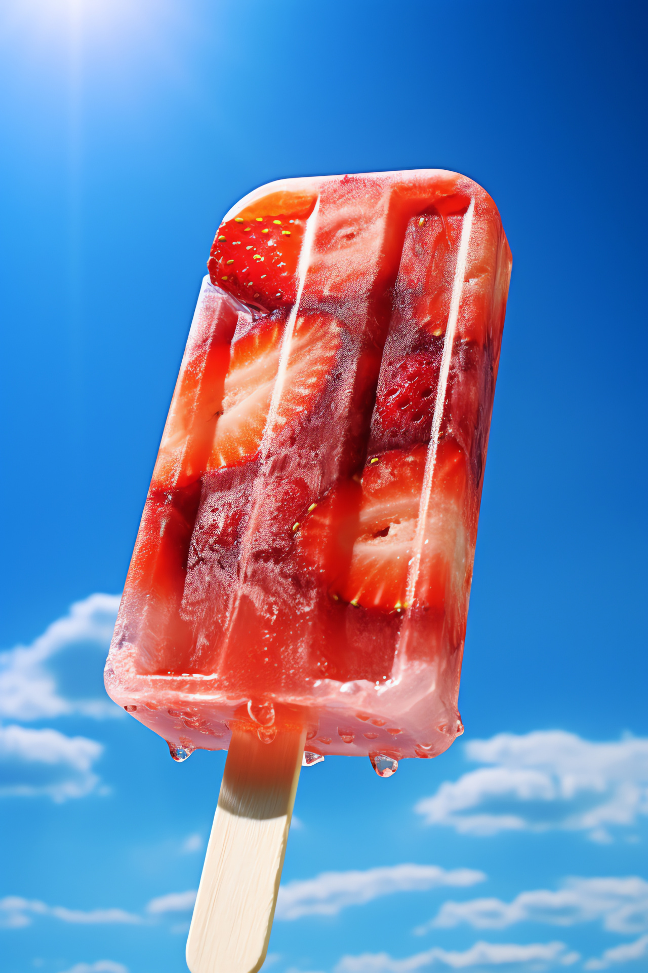 Strawberry frozen treat, Ice pops, Fruit inclusion, Sky inspiration, Summertime classic, HD Phone Wallpaper