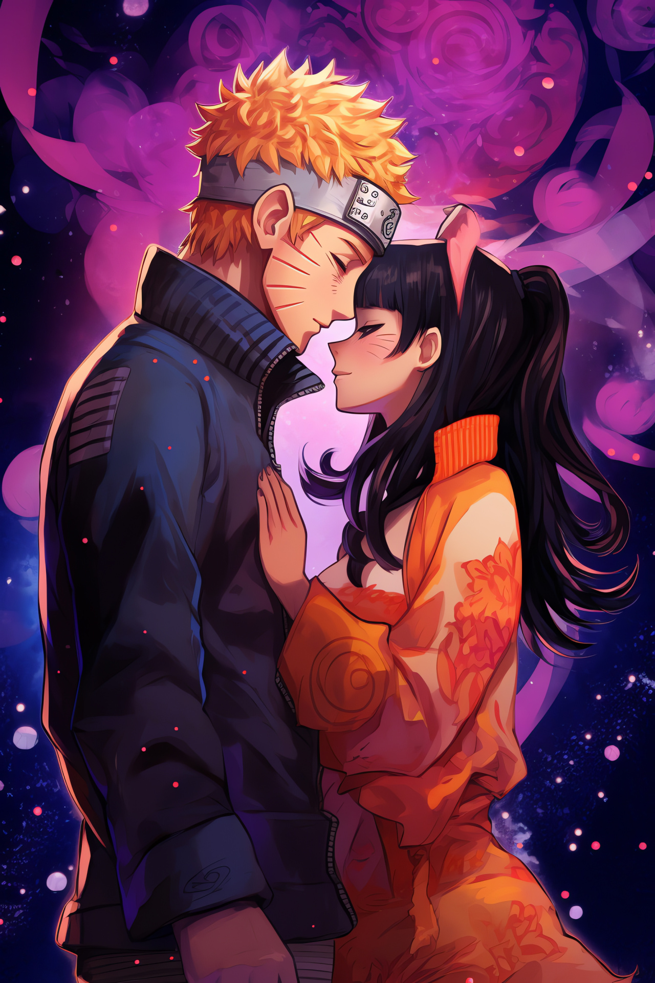 Naruto and Hinata embrace, Anime couple, Romantic kiss, Manga series, Emotional scene, HD Phone Image