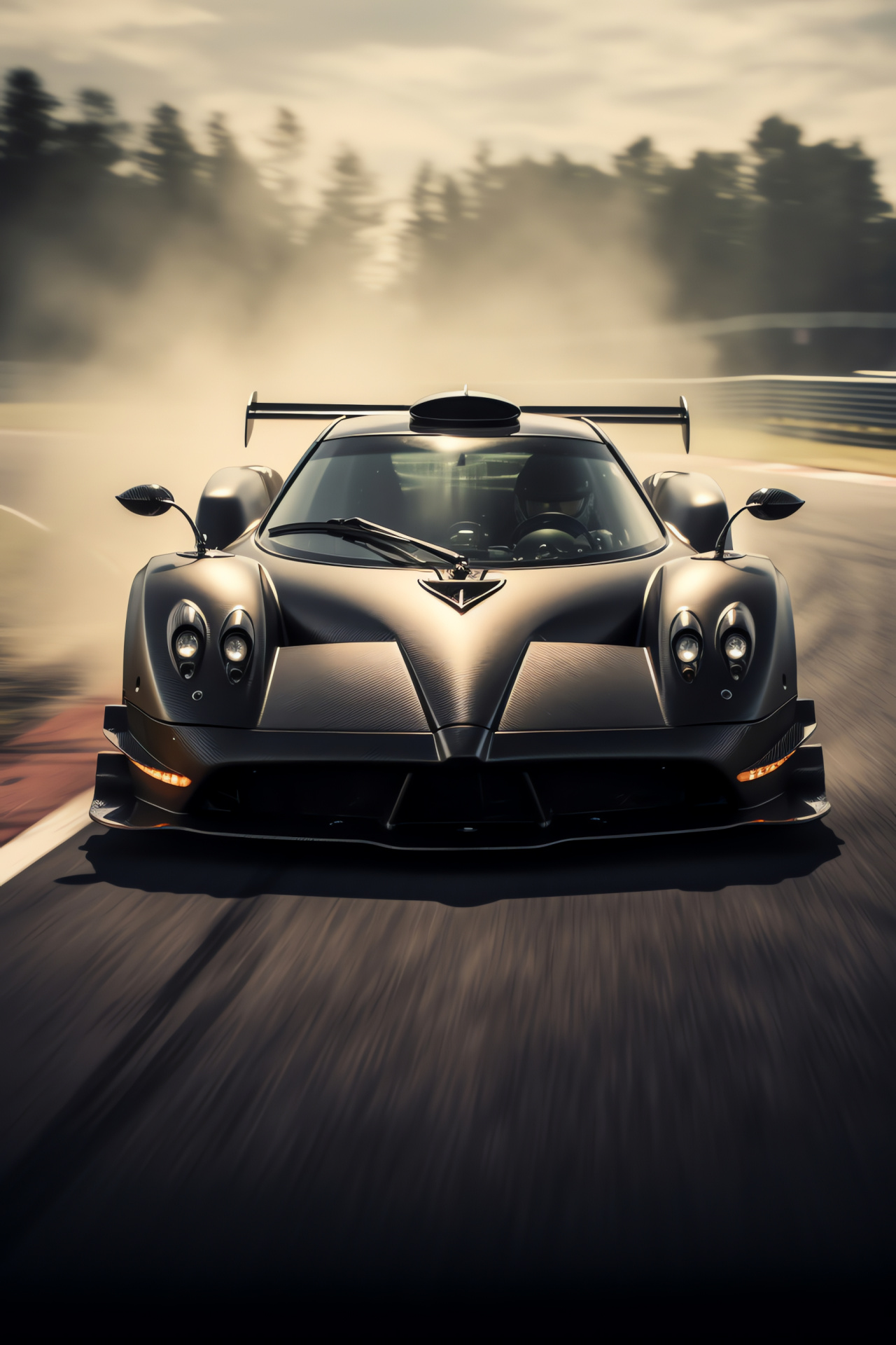 Pagani Zonda F, race circuit, frontal display, rapid motion, extreme speed, HD Phone Wallpaper