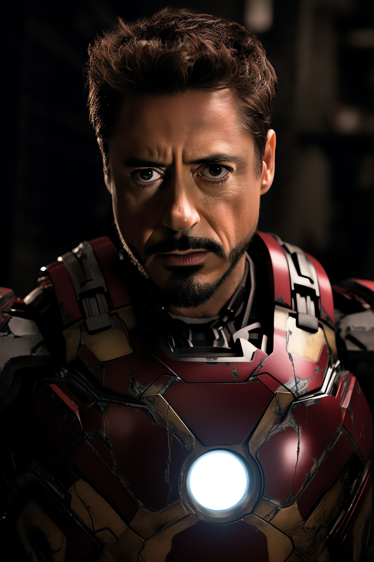 Iconic persona of Robert Downey Jr, Iron Man franchise, Marvel superhero, facial hair trademark, captivating on-screen presence, HD Phone Image