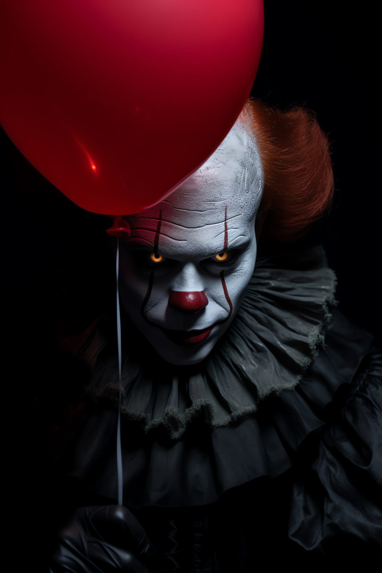 It film menace, Malevolent clown, Eerie balloon, Menacing gaze, Horror symbolism, HD Phone Wallpaper