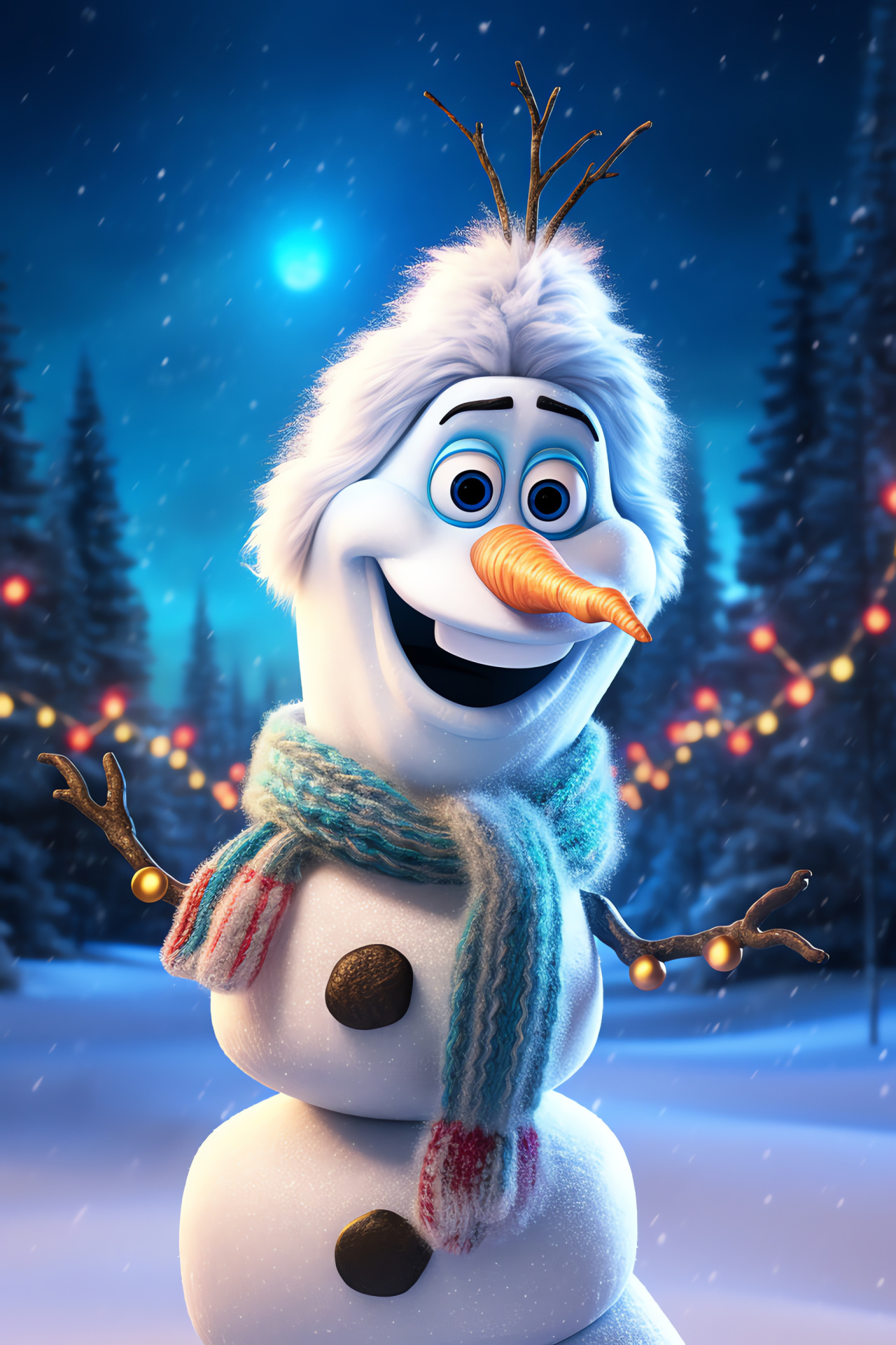 Snowman character, Christmas ambiance, Winter landscape, Seasonal cheer, Disney animation, HD Phone Wallpaper